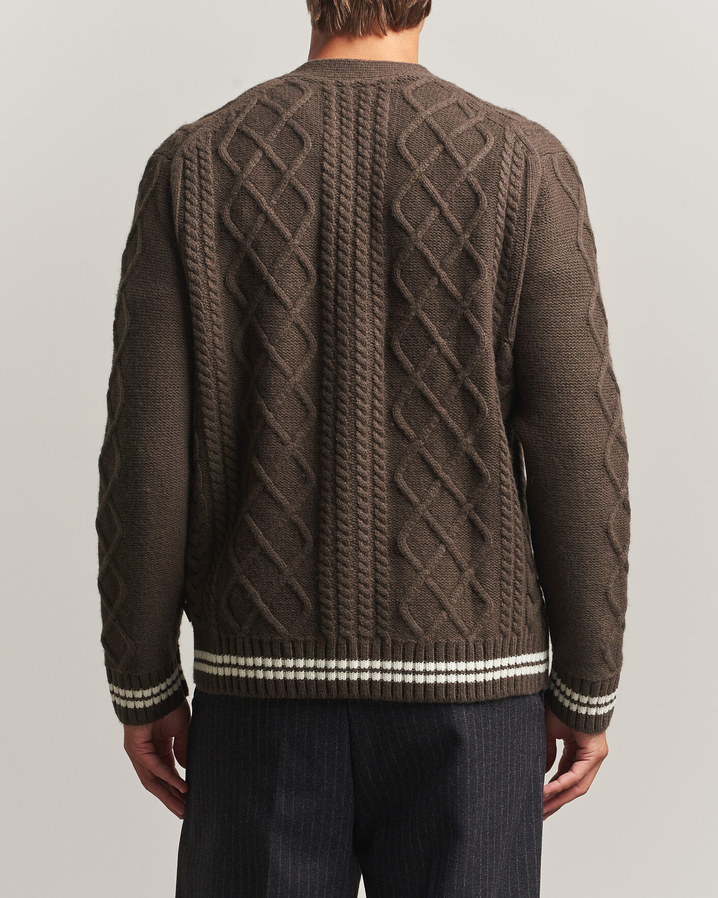 Herr | Tröjor | Gant | Wool Cable Knitted Cardigan Shadow Brown