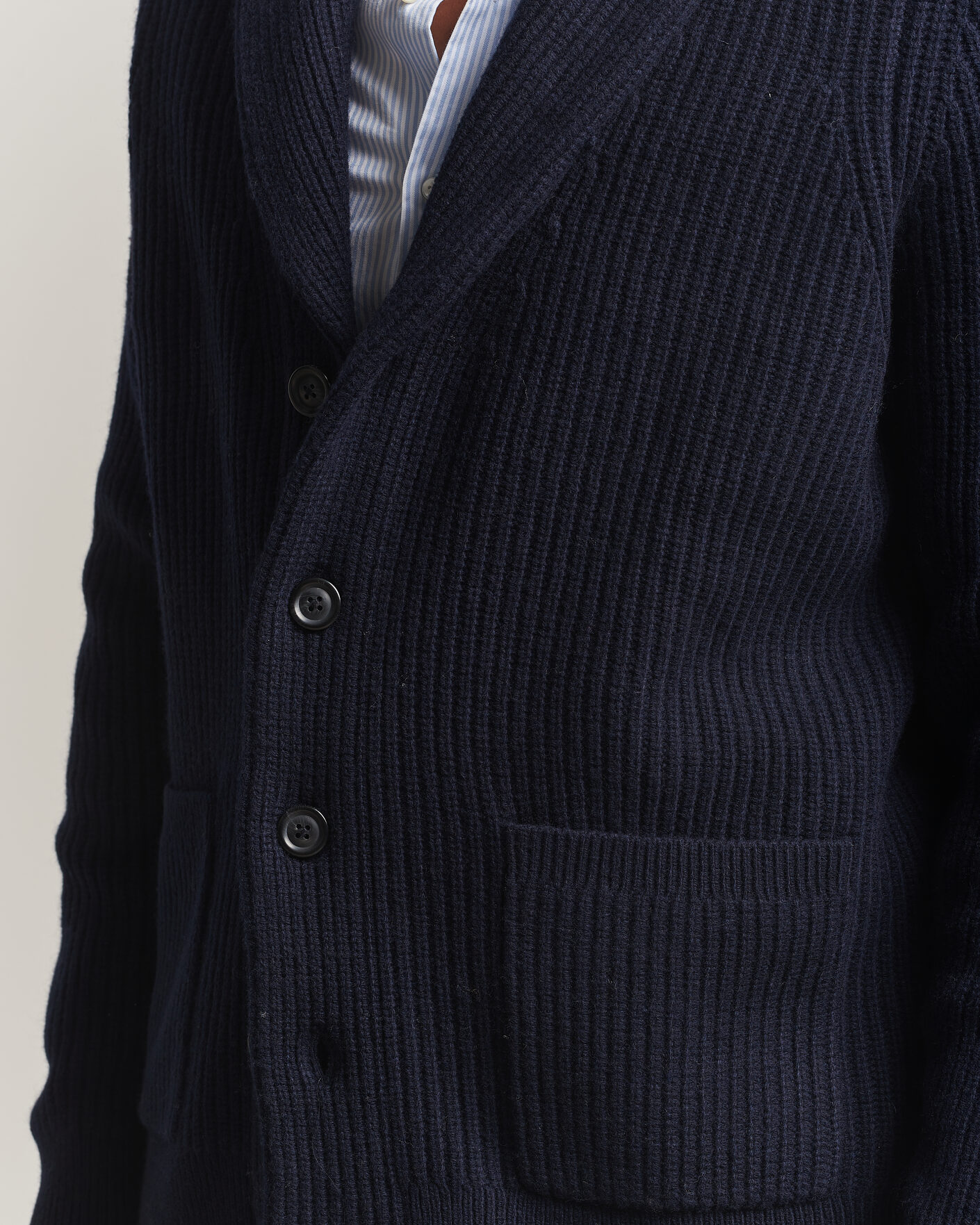 Herr | Tröjor | Gant | Wool/Cotton Ribbed Shawl Collar Cardigan Evening Blue