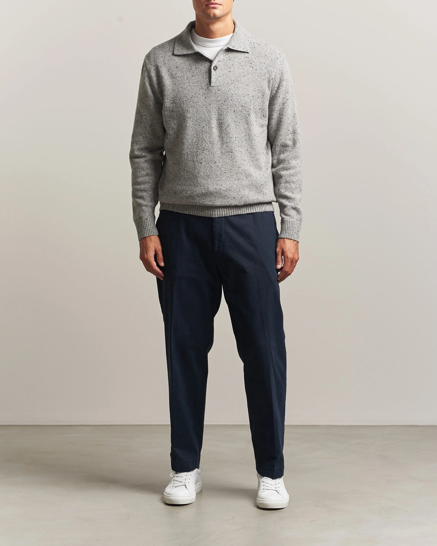 Herr | Tröjor | Gant | Neps Wool Polo Grey Melange