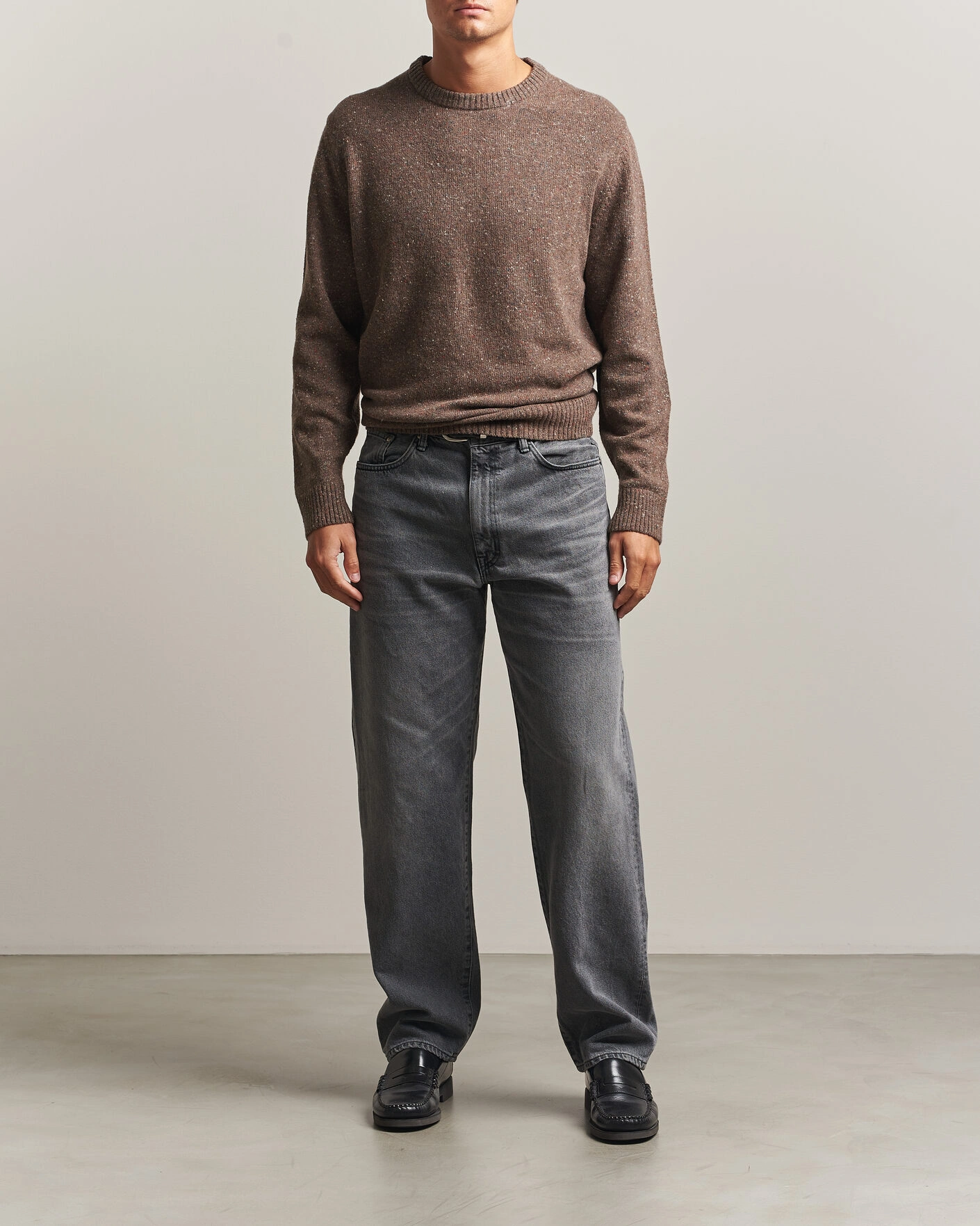 Herr | Tröjor | Gant | Neps Wool Crew Neck Sweater Faded Taupe