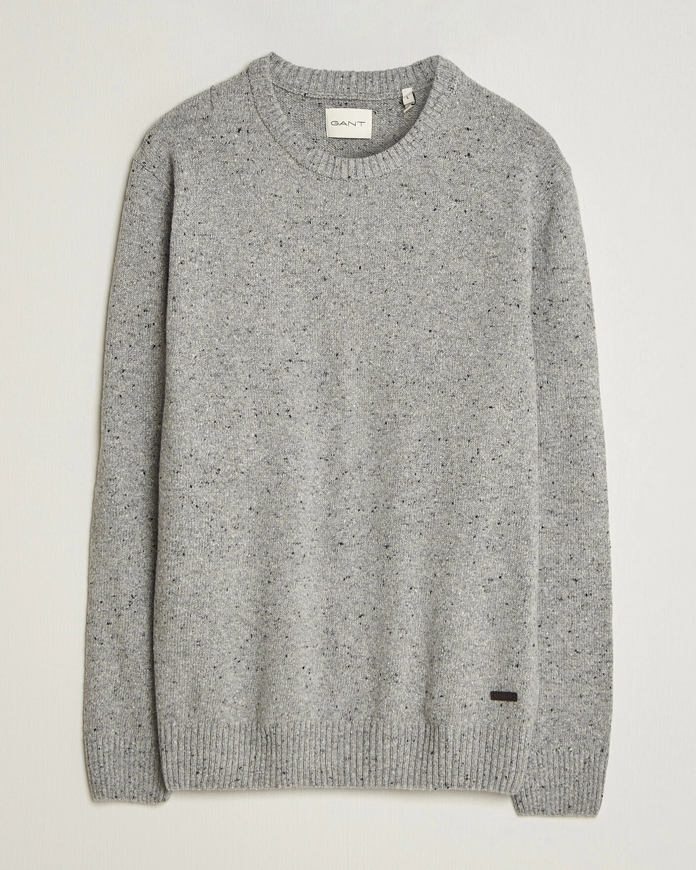 Herr | Tröjor | Gant | Neps Wool Crew Neck Sweater Grey Melange