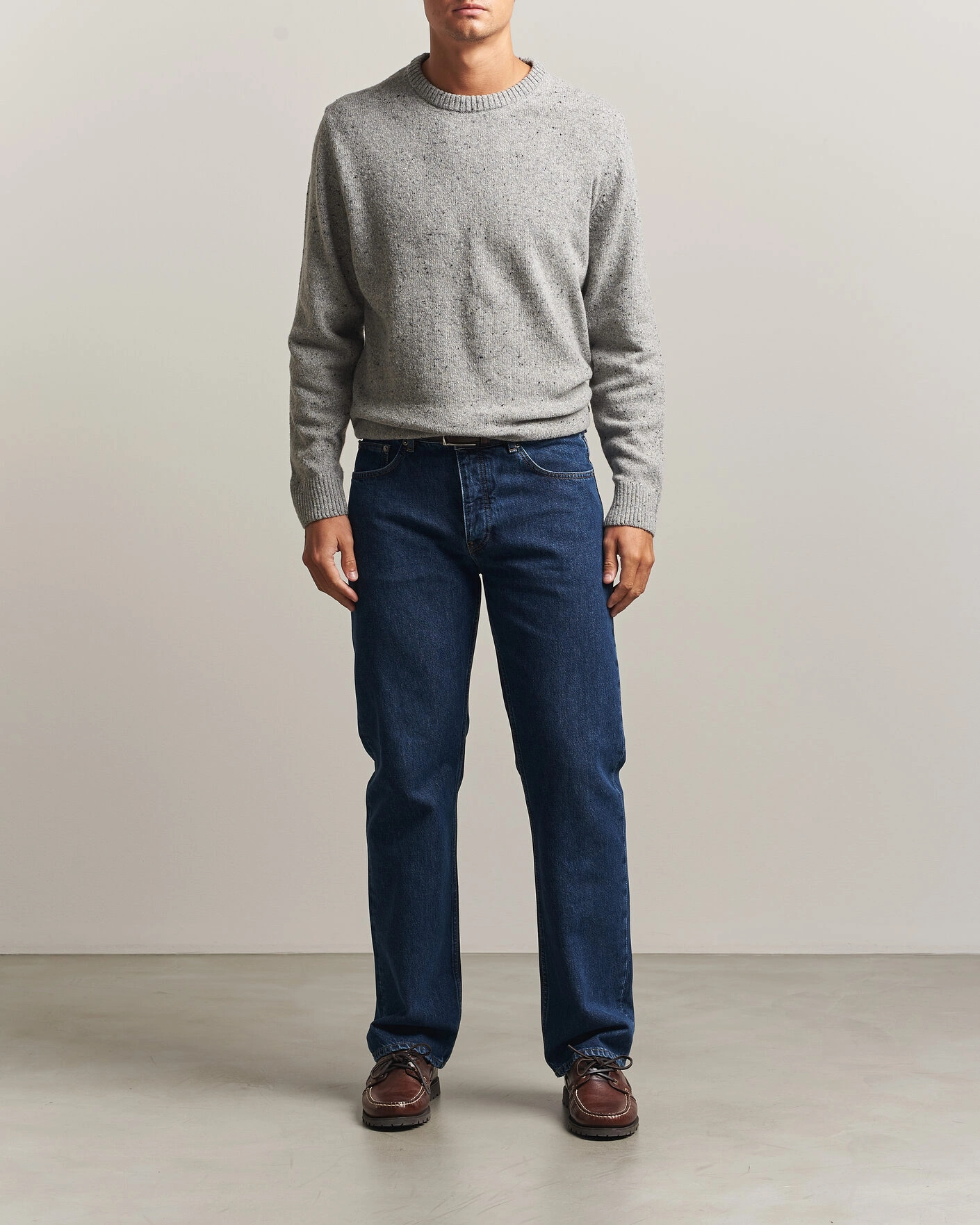 Herr | Tröjor | Gant | Neps Wool Crew Neck Sweater Grey Melange