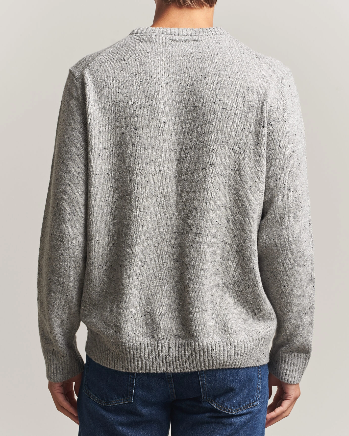 Herr | Tröjor | Gant | Neps Wool Crew Neck Sweater Grey Melange
