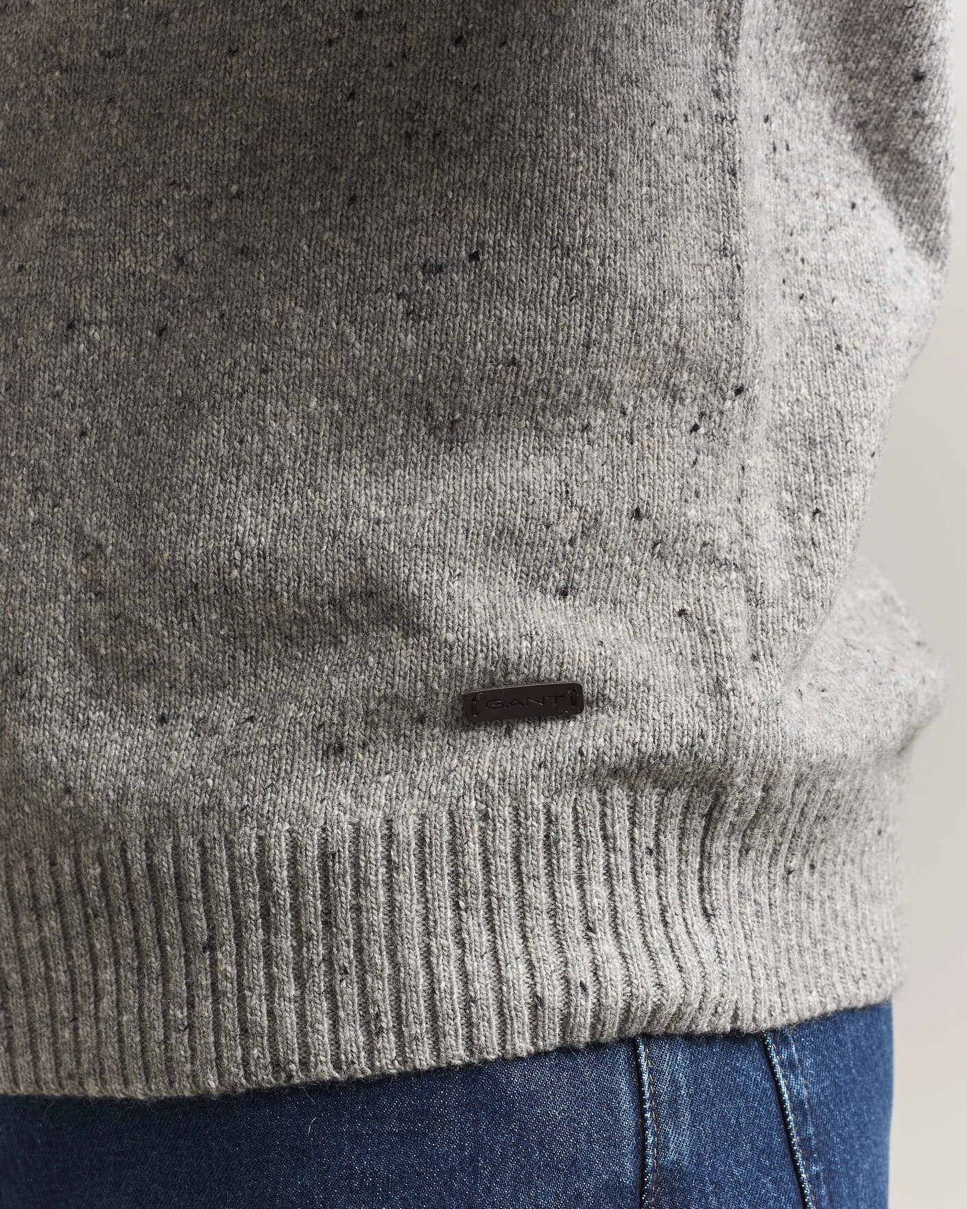 Herr | Tröjor | Gant | Neps Wool Crew Neck Sweater Grey Melange