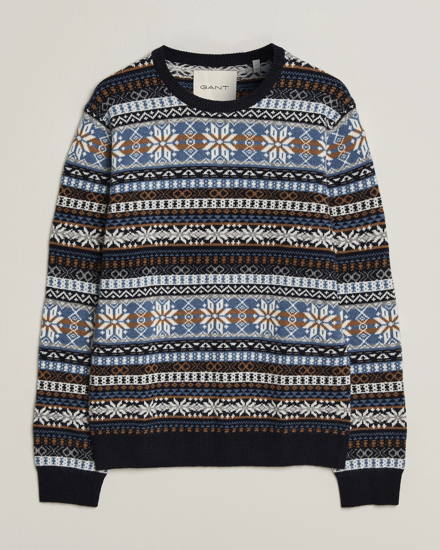Herr | Tröjor | Gant | Brushed Wool Fair Isle Sweater Evening Blue