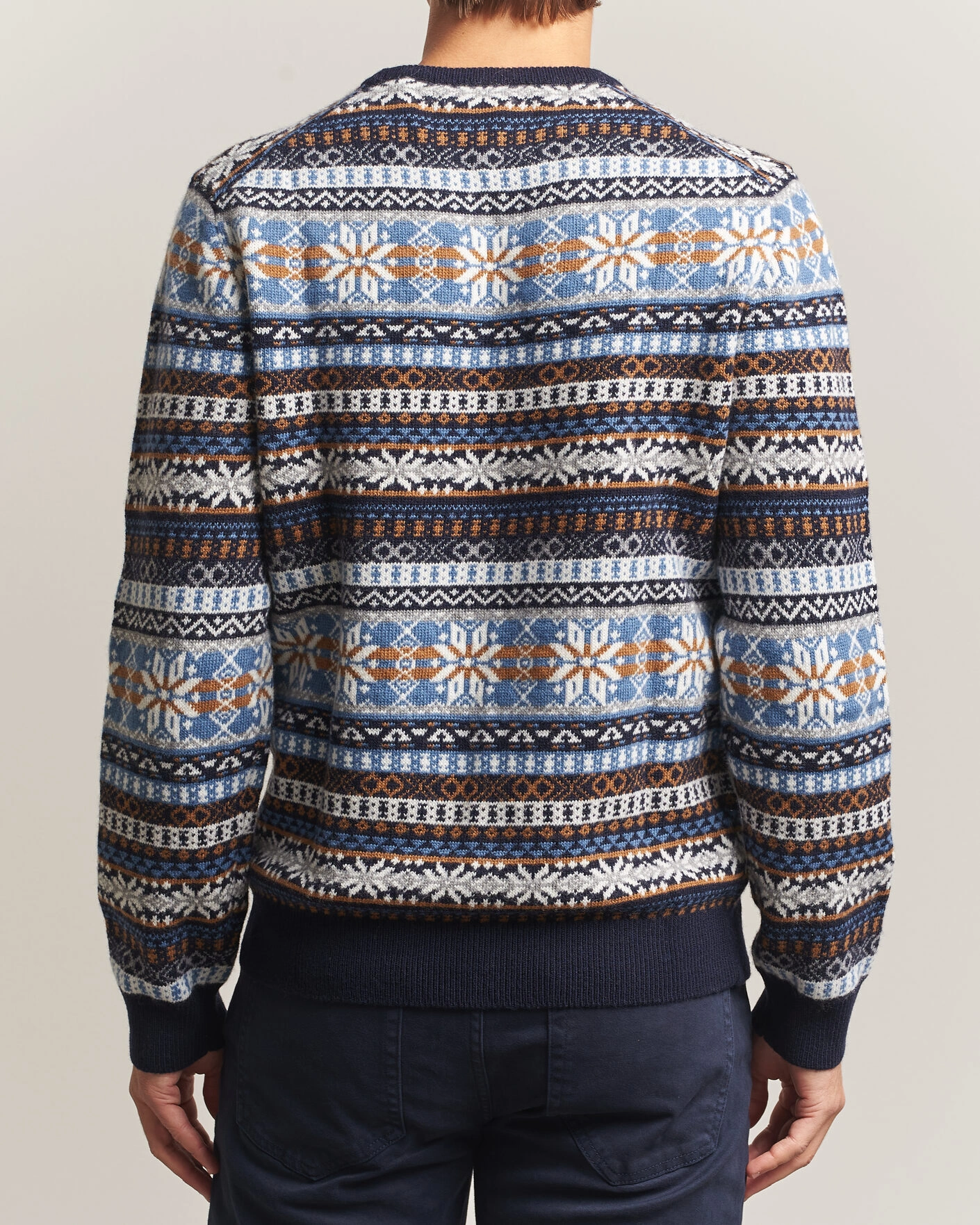 Herr | Tröjor | Gant | Brushed Wool Fair Isle Sweater Evening Blue