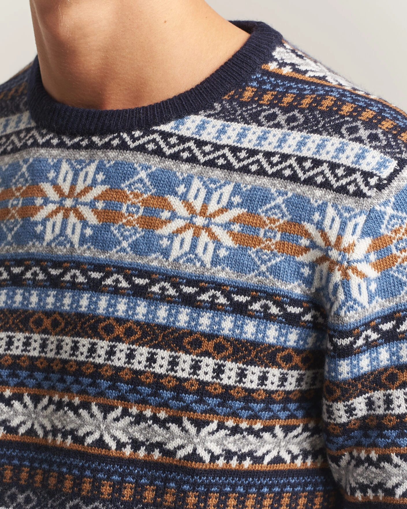 Herr | Tröjor | Gant | Brushed Wool Fair Isle Sweater Evening Blue