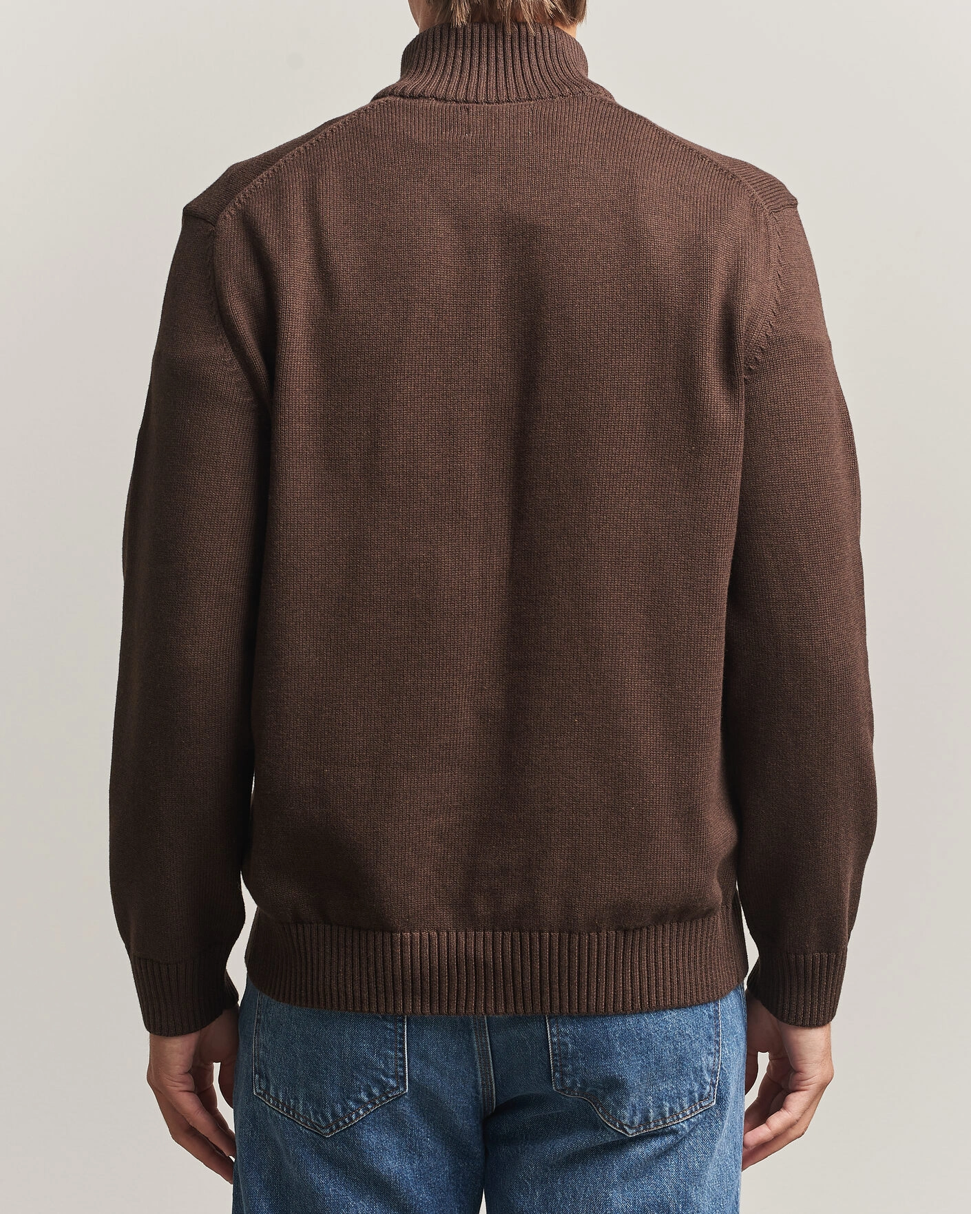 Herr | Tröjor | Gant | Casual Cotton Half Zip Black Brown Melange