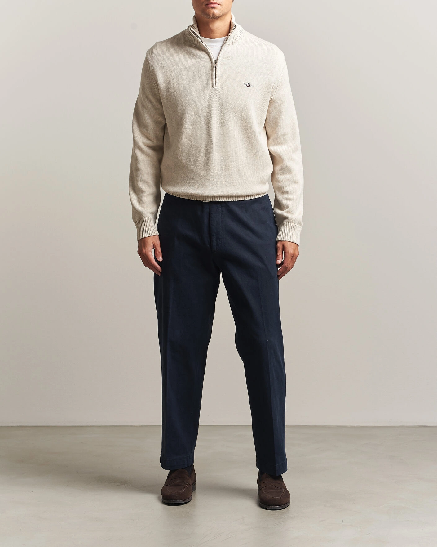 Herr | Tröjor | Gant | Casual Cotton Half Zip Seed Melange