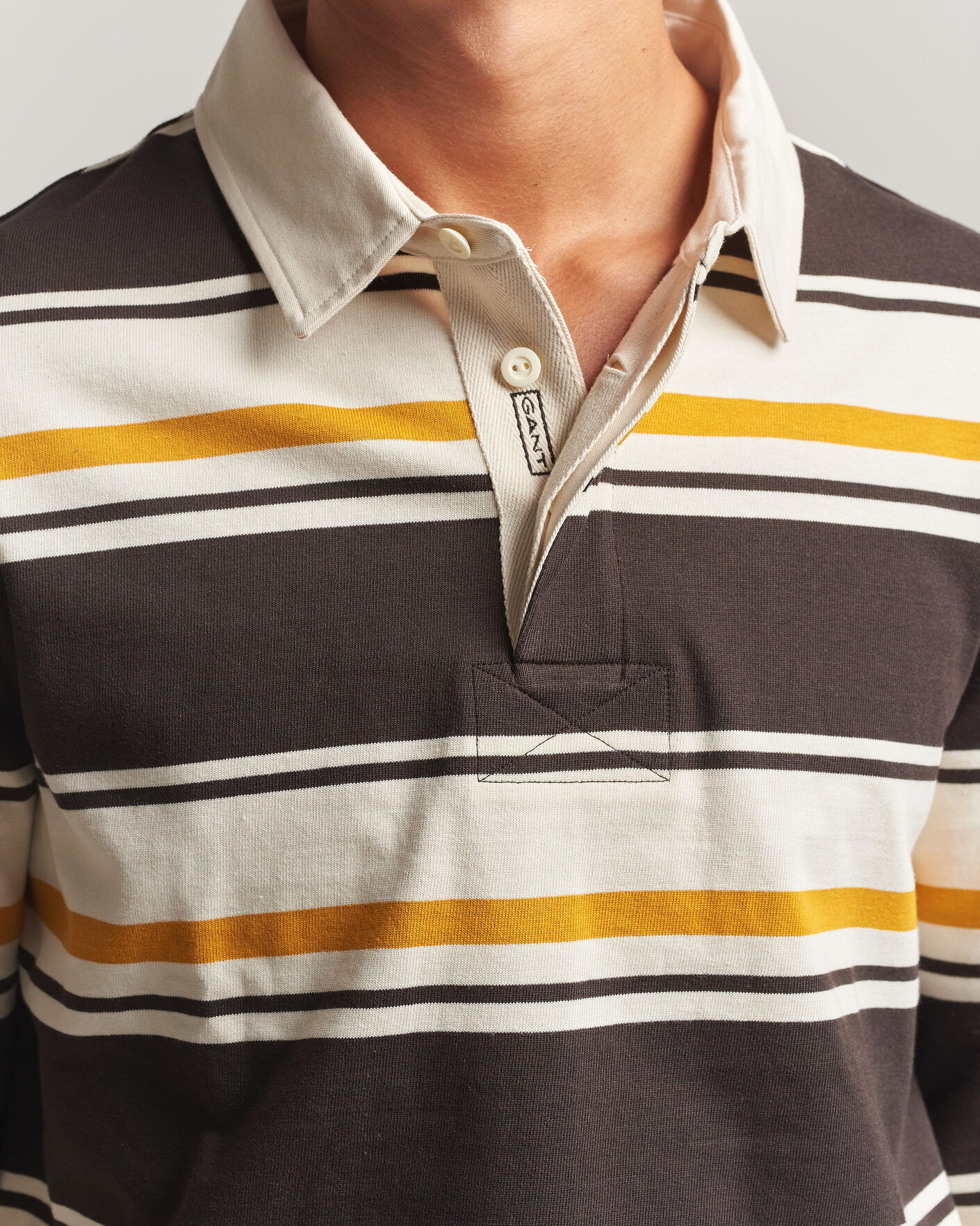 Herr | Tröjor | Gant | Striped Heavy Rugger Charred Wood Brown