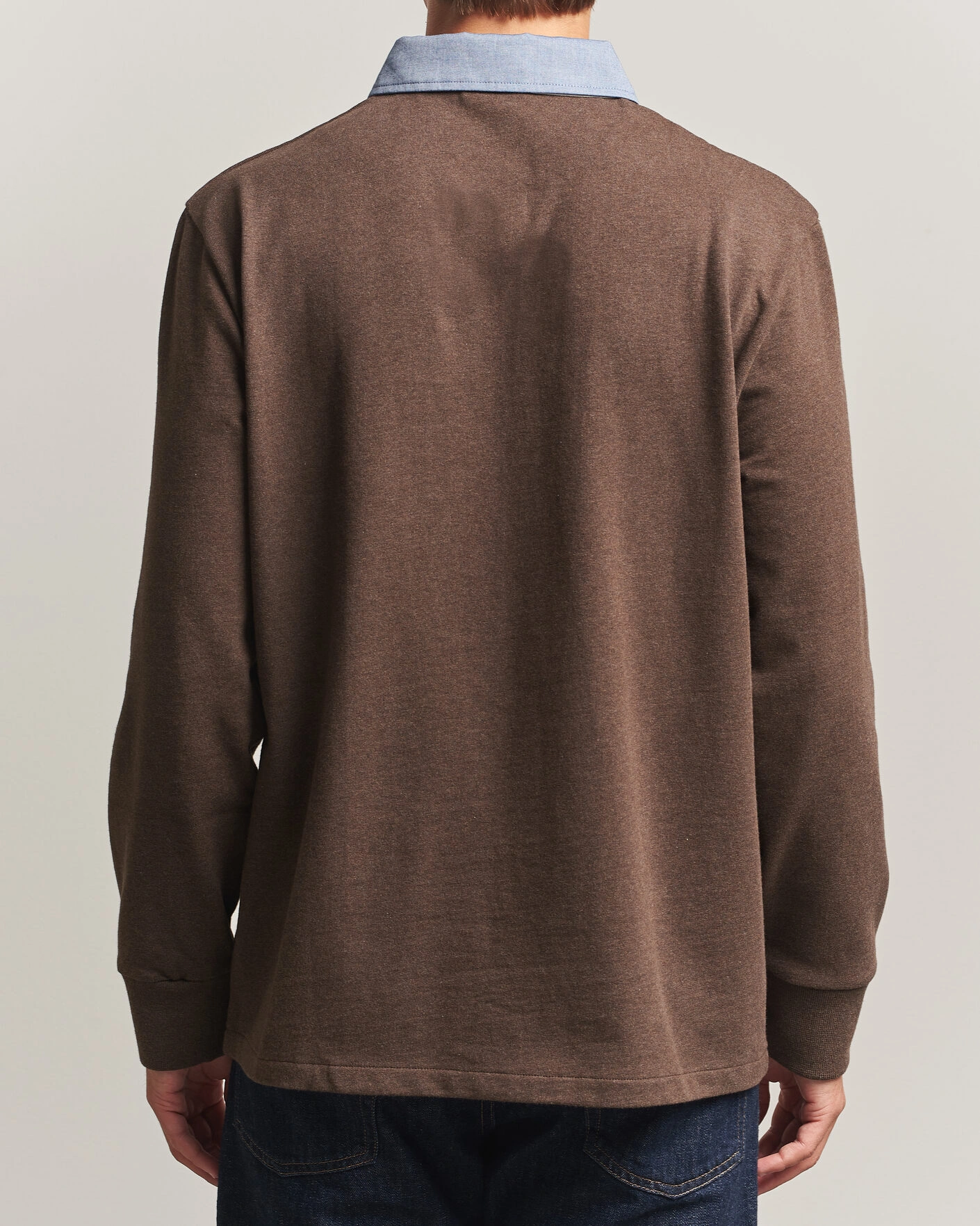 Herr | Tröjor | Gant | Chambray Solid Heavy Rugger Black Brown Melange