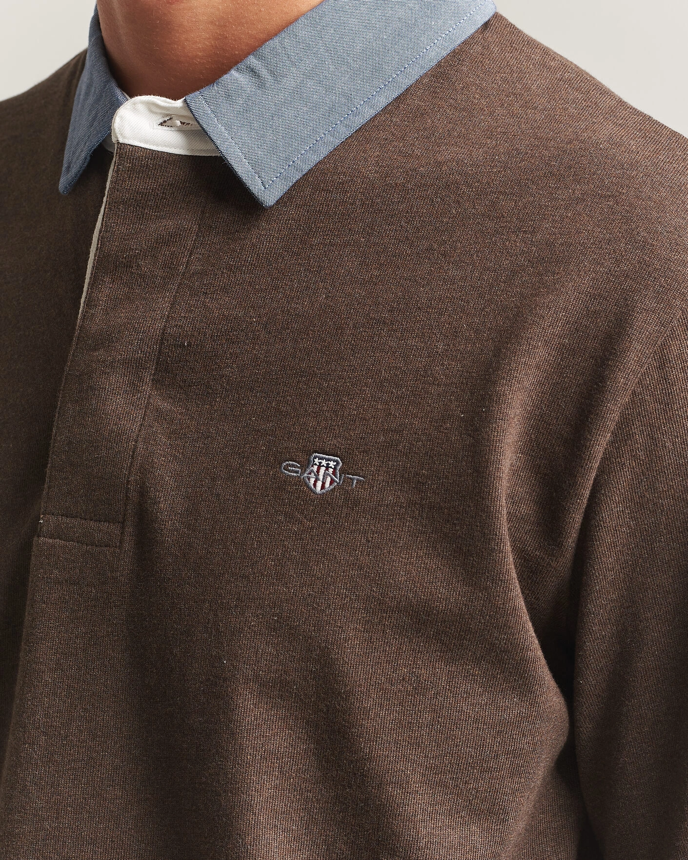 Herr | Tröjor | Gant | Chambray Solid Heavy Rugger Black Brown Melange