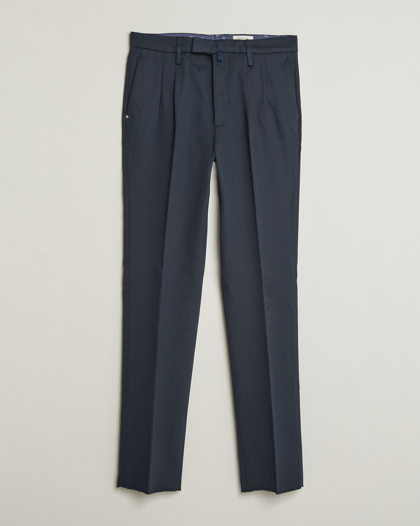 Herr | Byxor | Jacob Cohën | Lucas Pleated Cotton Gabardine Trousers Navy