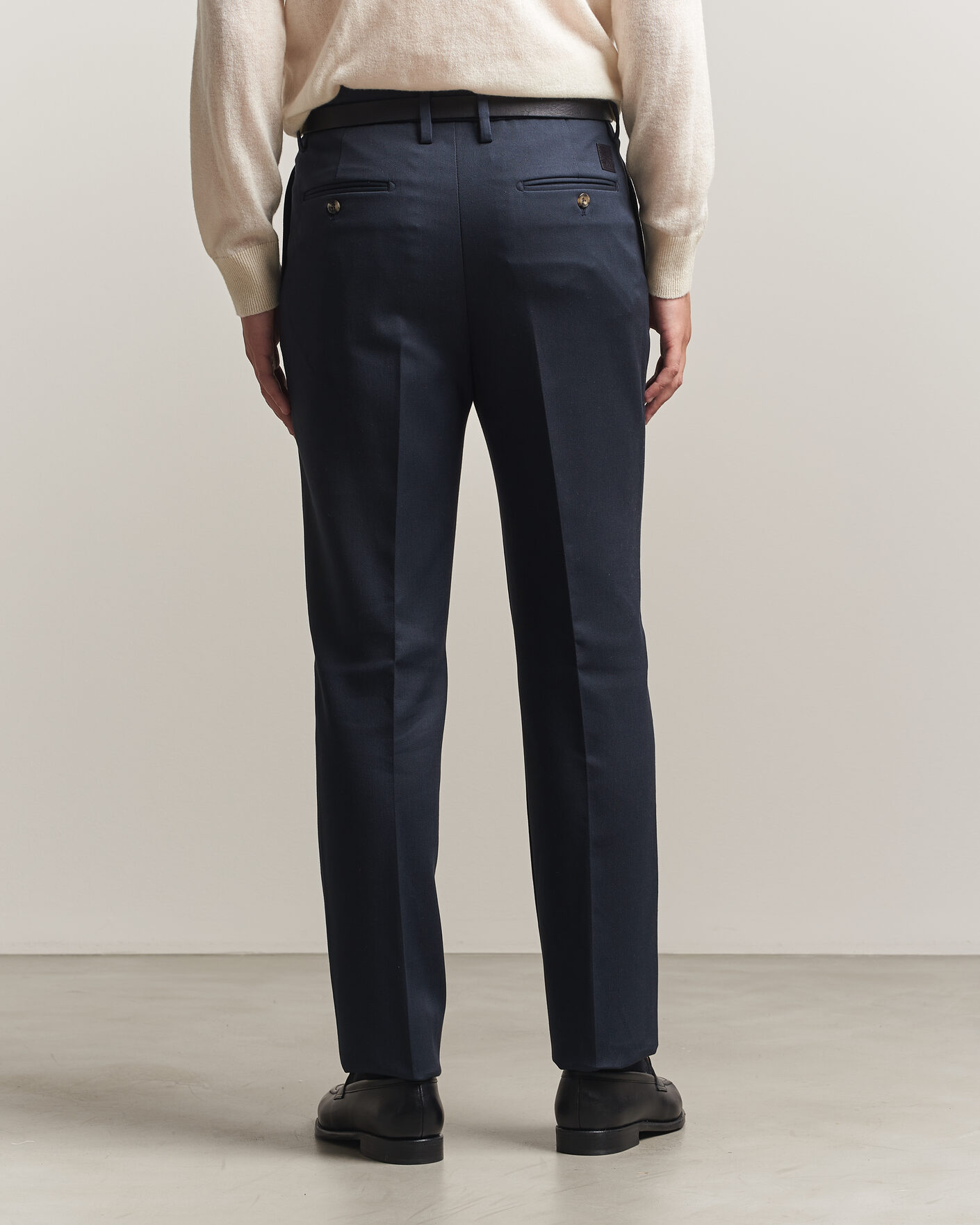 Herr | Byxor | Jacob Cohën | Lucas Pleated Cotton Gabardine Trousers Navy
