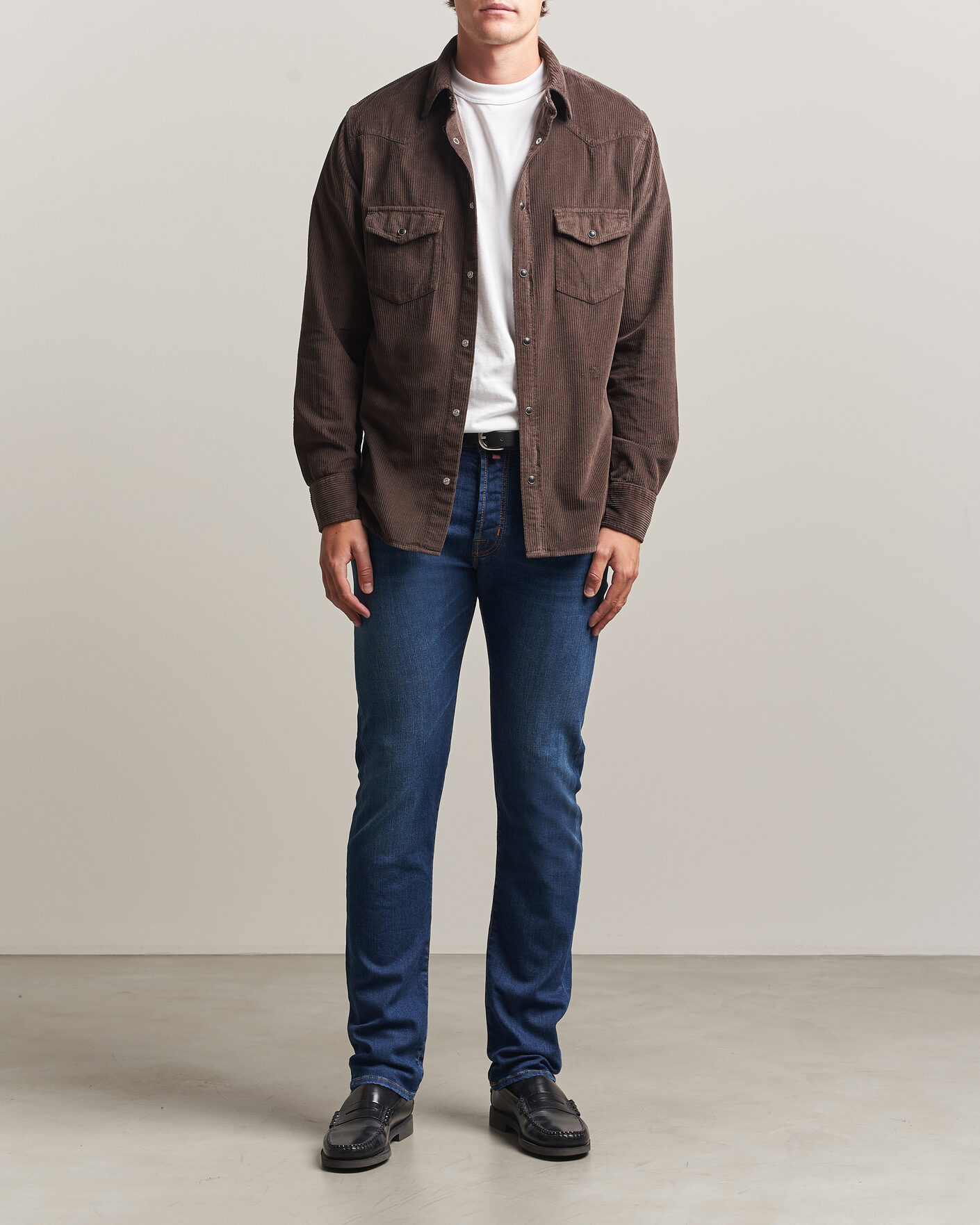 Herr | Skjortor | Jacob Cohën | Cord Pocket Overshirt Brown