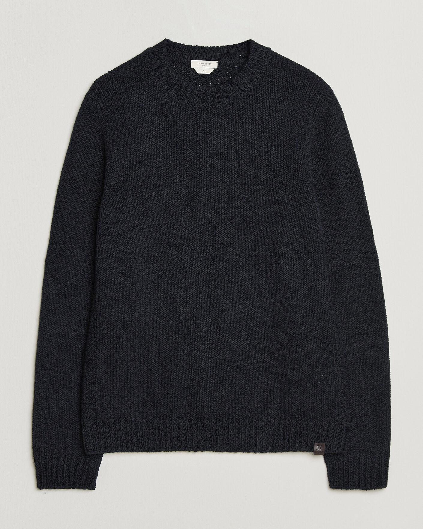 Herr | Tröjor | Jacob Cohën | Muffled Virgin Wool Link Stitch Sweater Navy