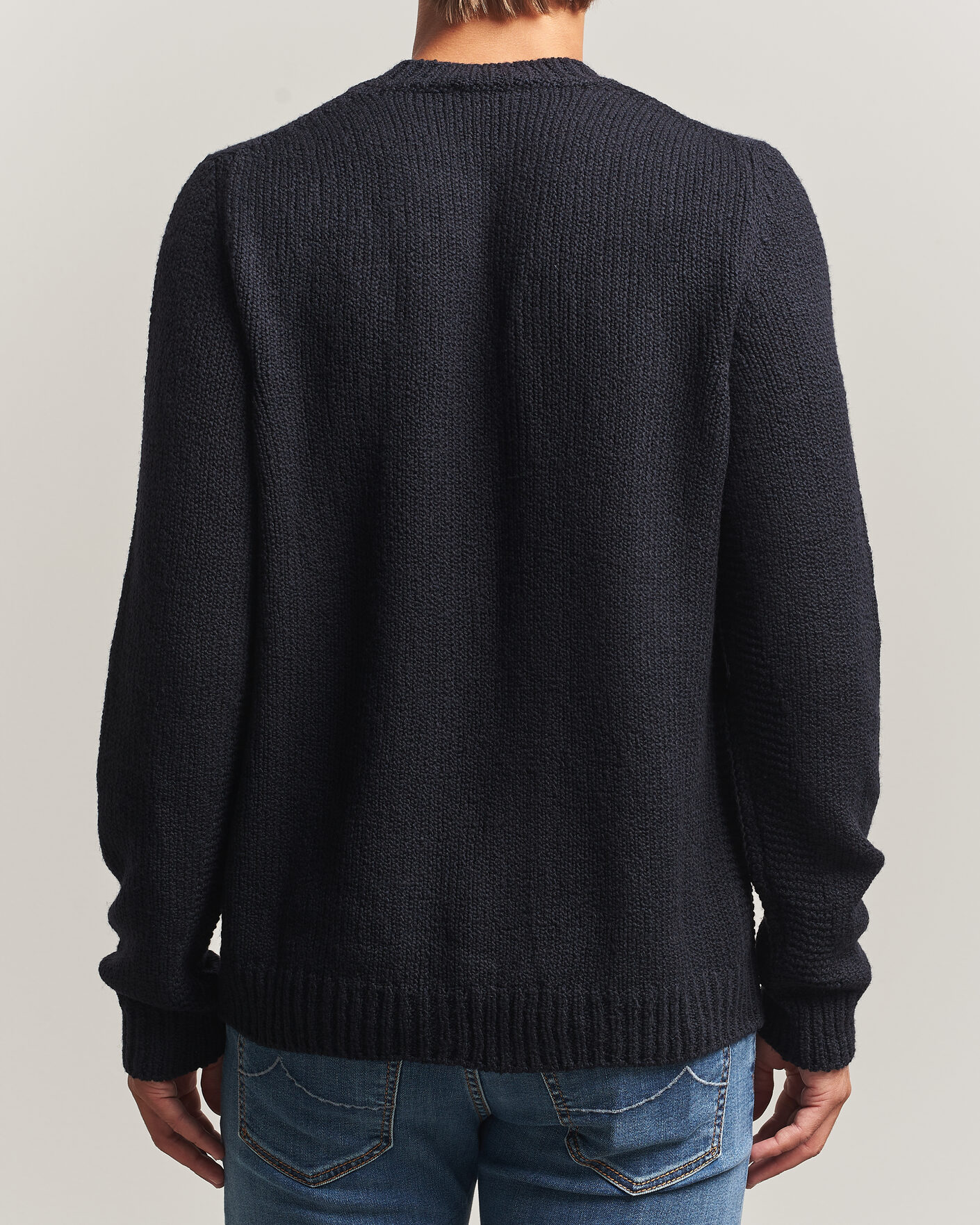 Herr | Tröjor | Jacob Cohën | Muffled Virgin Wool Link Stitch Sweater Navy