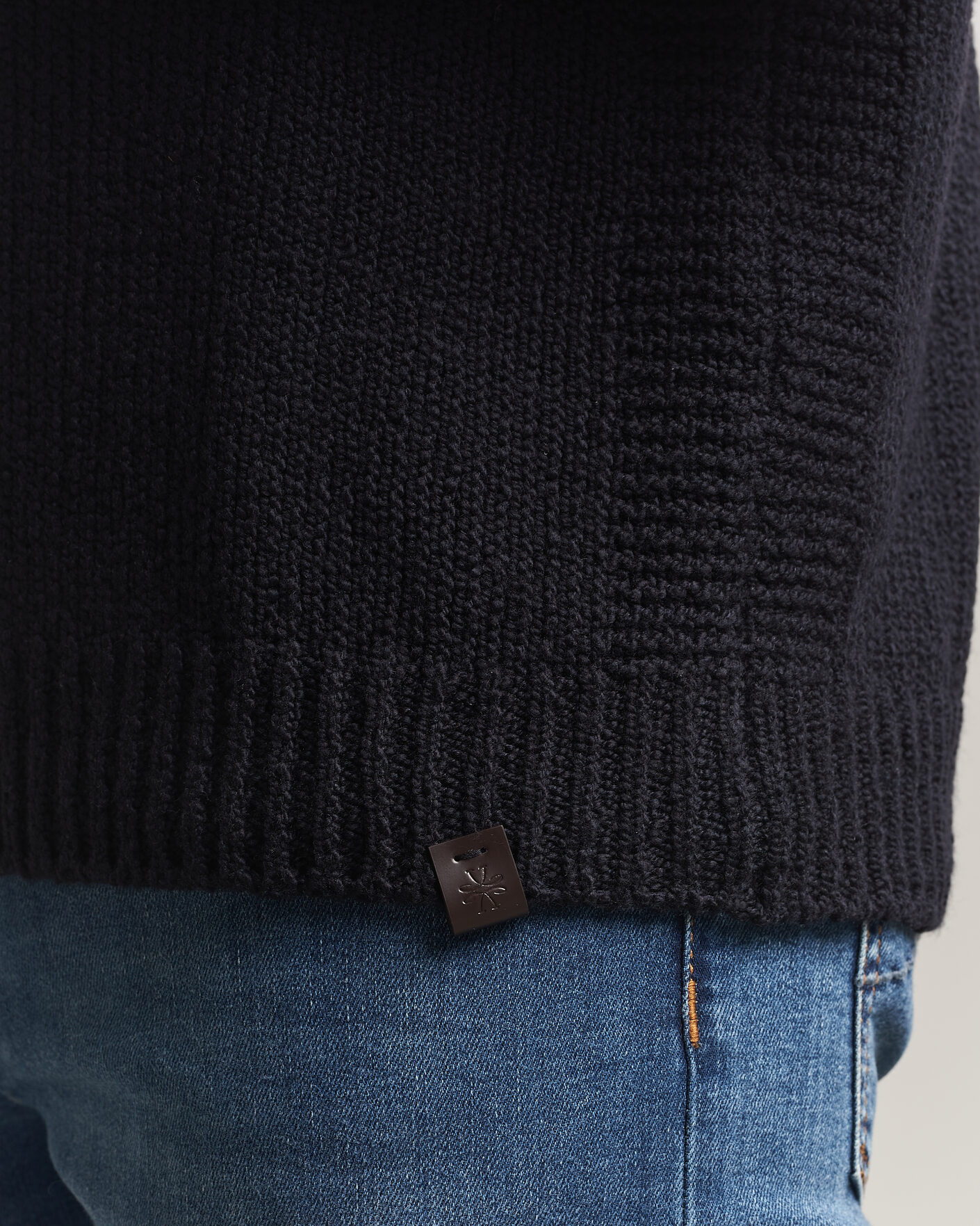 Herr | Tröjor | Jacob Cohën | Muffled Virgin Wool Link Stitch Sweater Navy