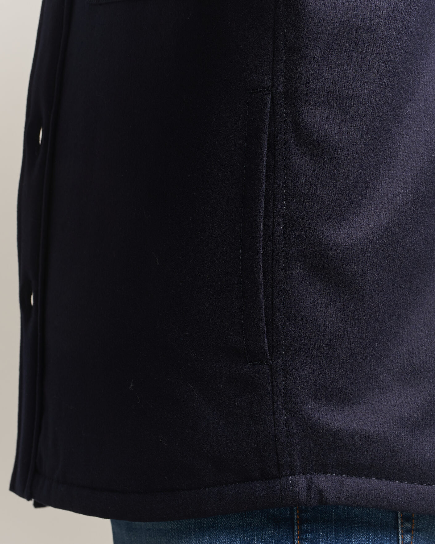 Herr | Jackor | Jacob Cohën | Wool Flannel Eco Fur Lined Shirt Jacket Navy