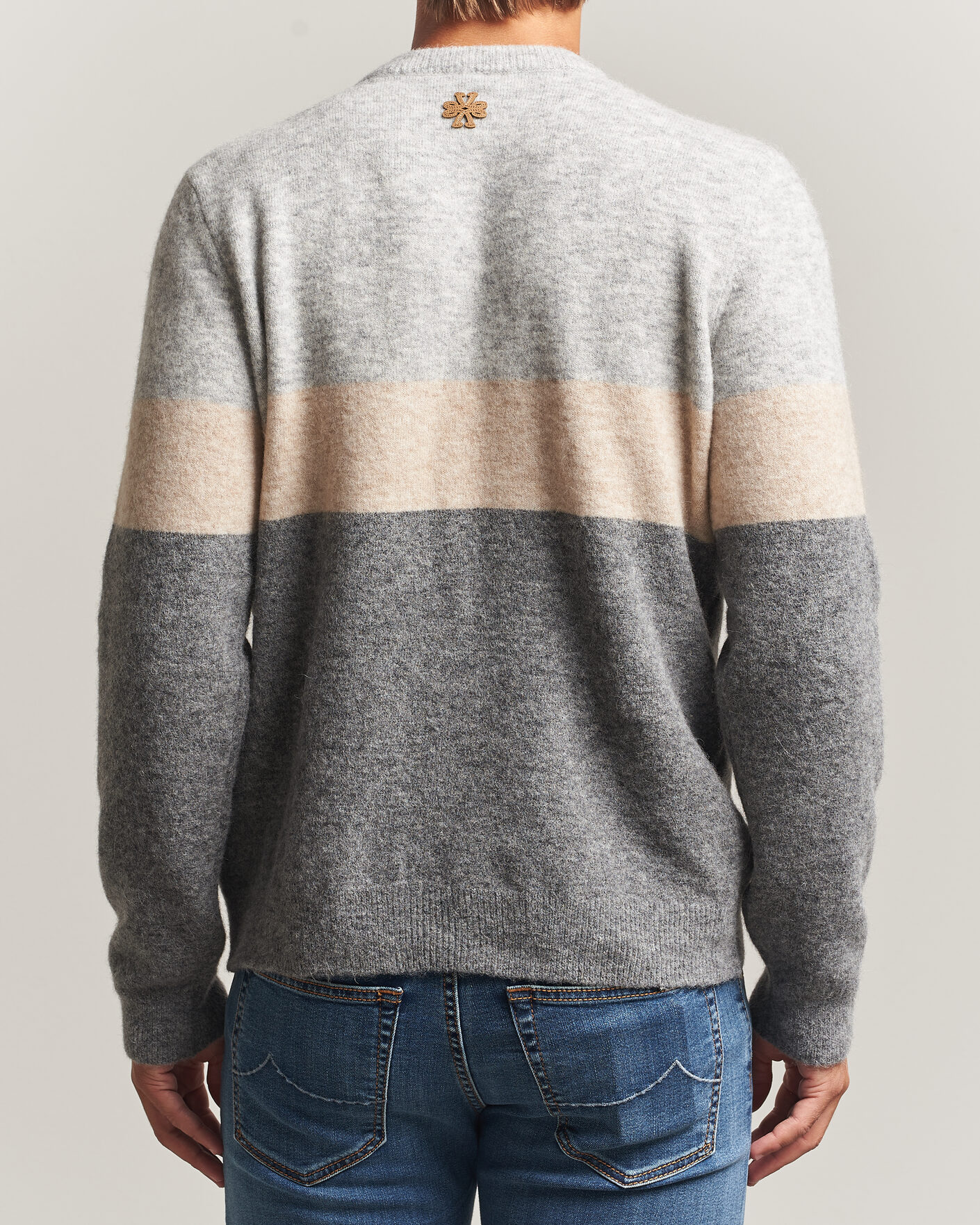 Herr | Tröjor | Jacob Cohën | Embroidery Knitted Apres-Ski Crew Neck Grey