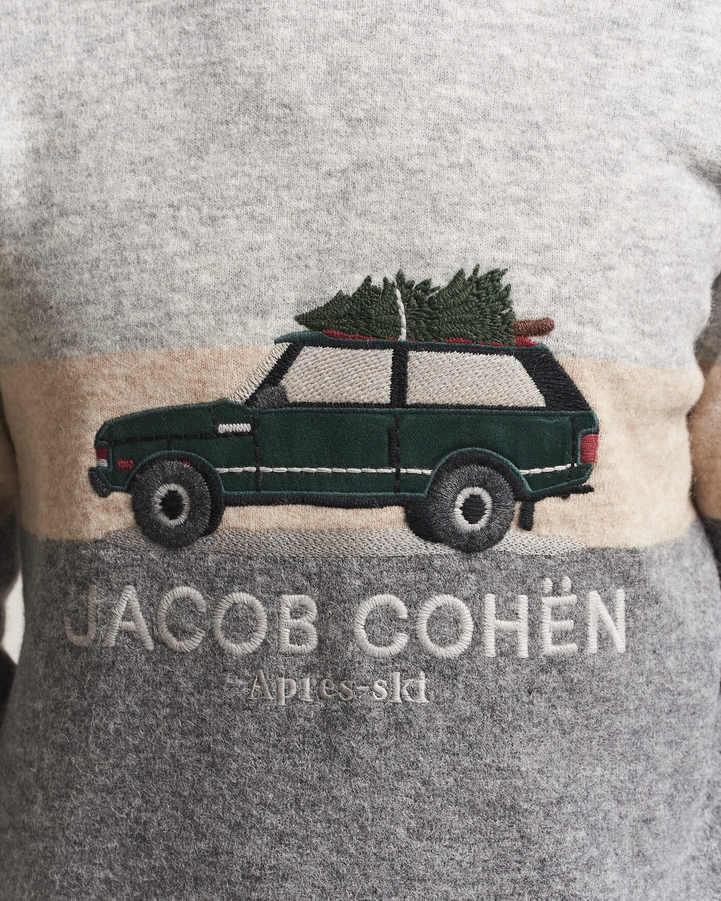 Herr | Tröjor | Jacob Cohën | Embroidery Knitted Apres-Ski Crew Neck Grey