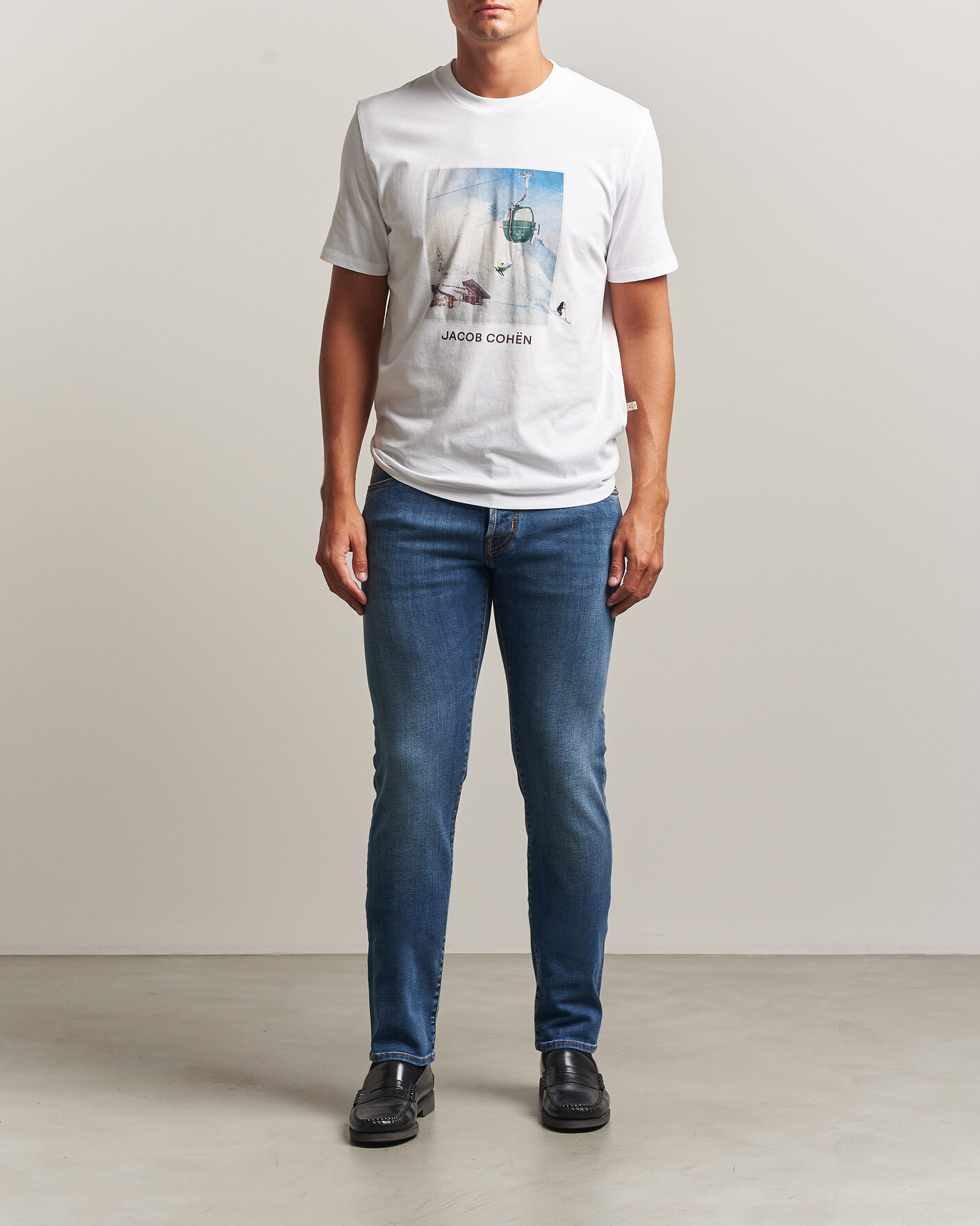 Herr | T-Shirts | Jacob Cohën | Apres Ski Printed T-Shirt White