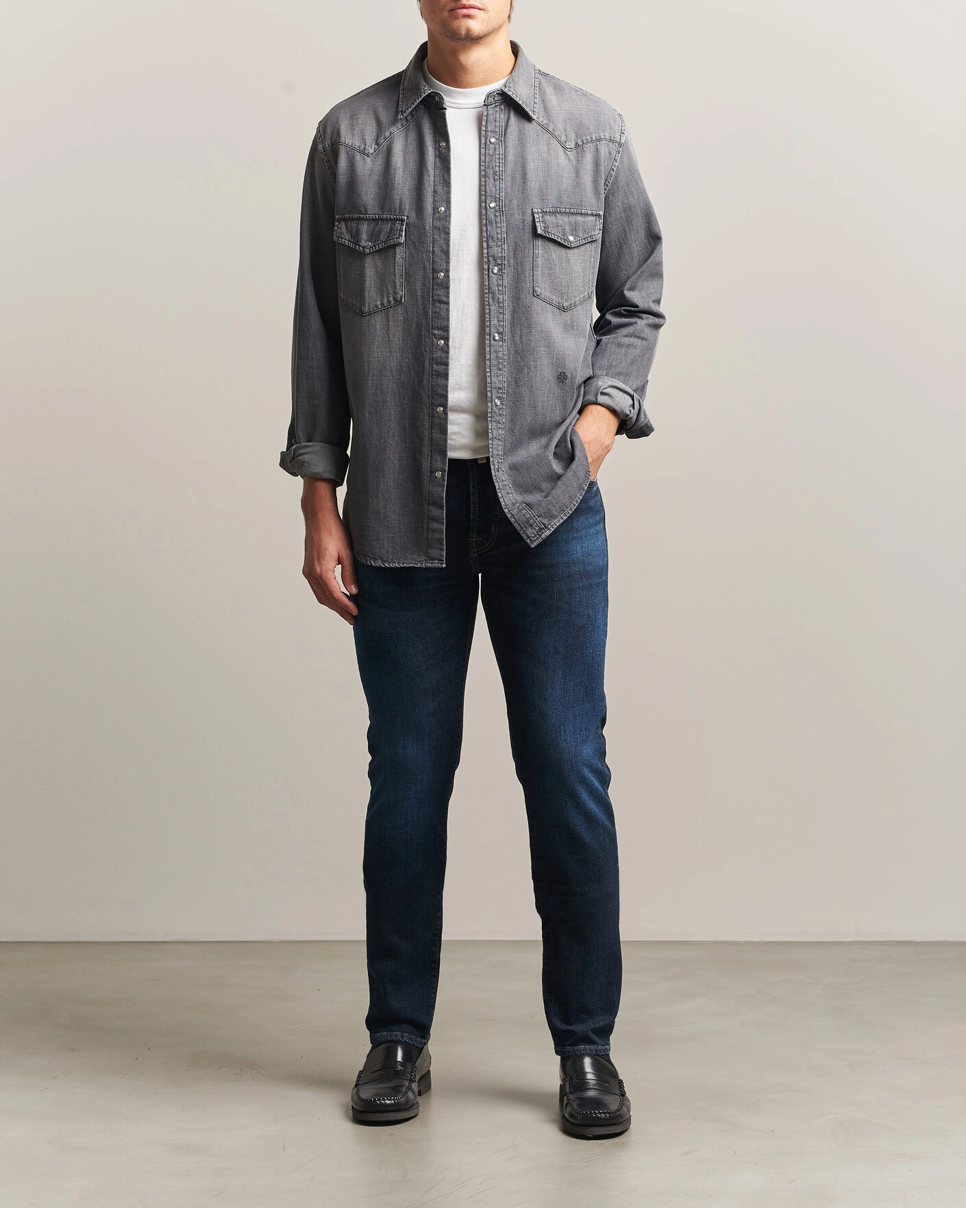 Herr | Jeans | Jacob Cohën | Bard Slim Fit Apres Ski Patch Stretch Jeans Blue
