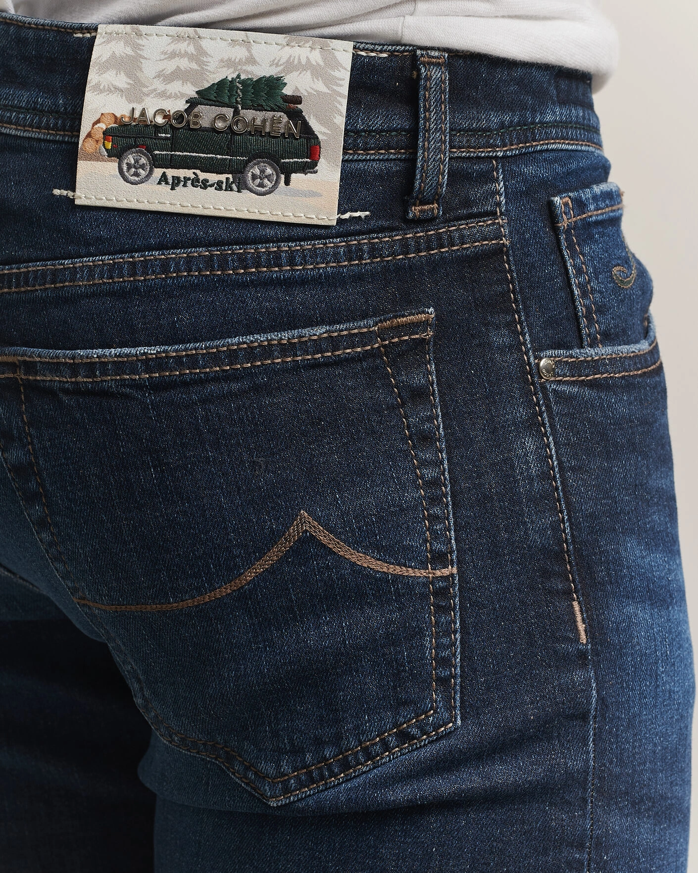 Herr | Jeans | Jacob Cohën | Bard Slim Fit Apres Ski Patch Stretch Jeans Blue