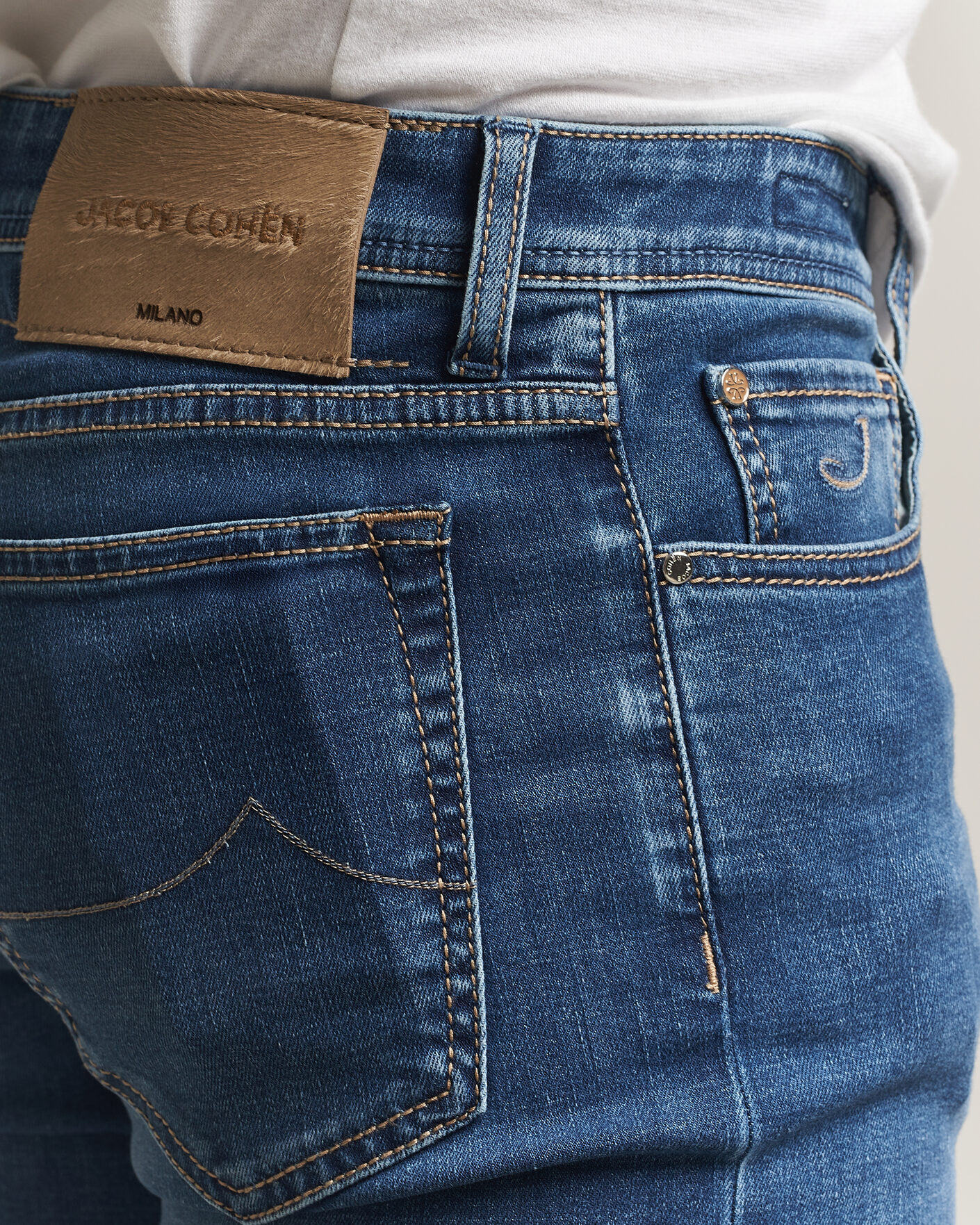 Herr | Jeans | Jacob Cohën | Bard Fast Slim Fit Stretch Jeans Mid Blue