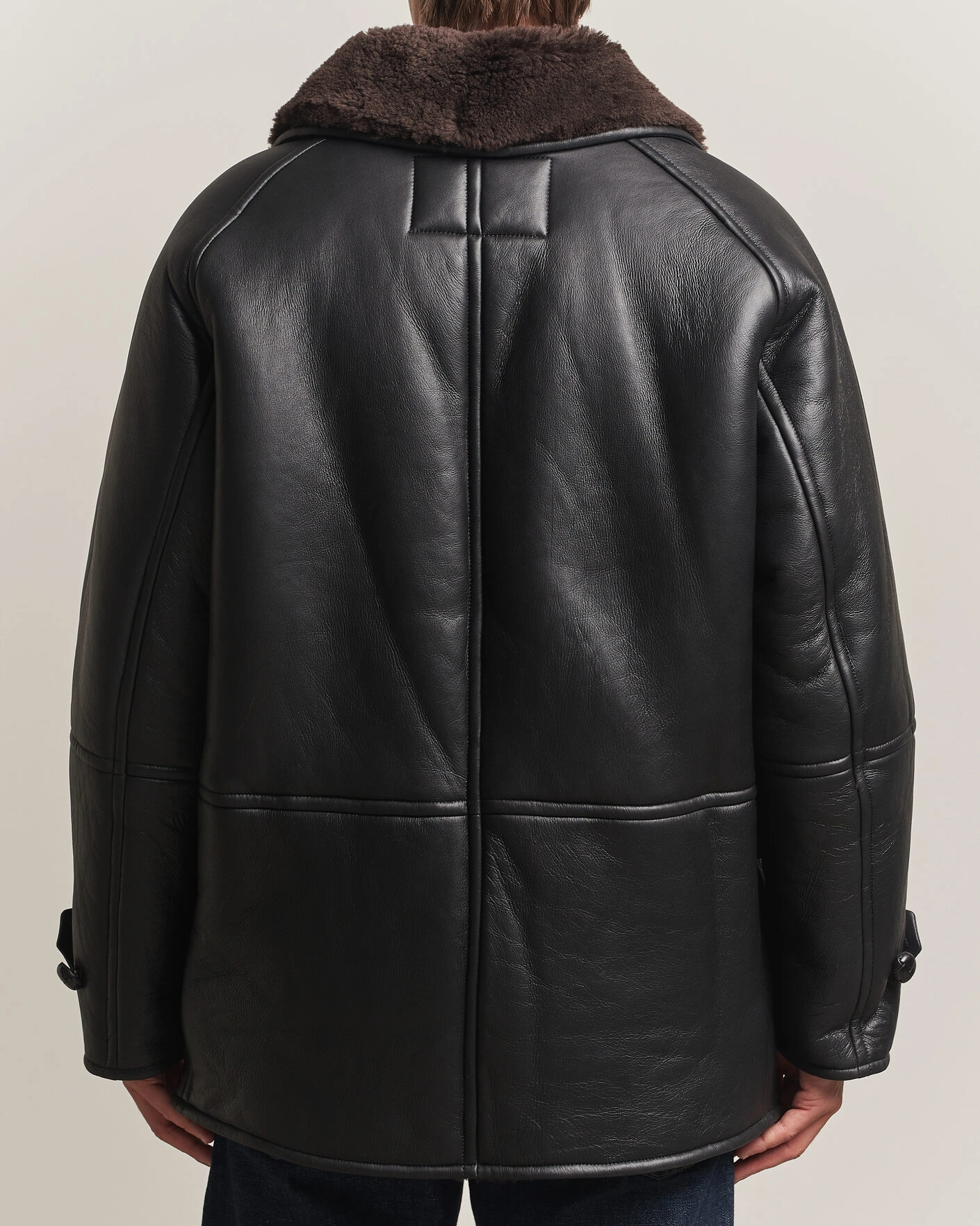 Herr | Jackor | Gant | Shearling Leather Peacoat Black
