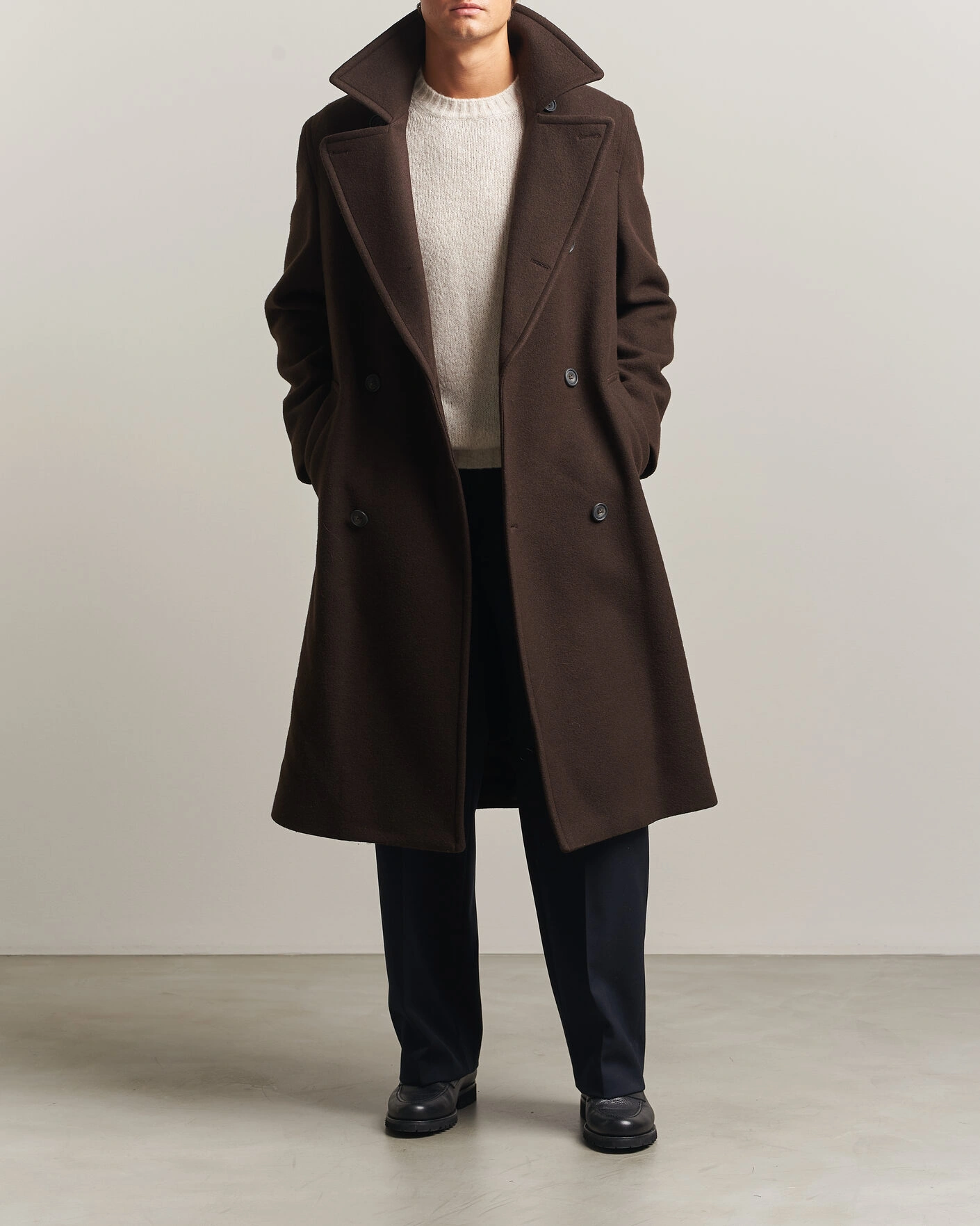 Herr |  | Gant | Wool Double Breasted Belted Coat Black Brown