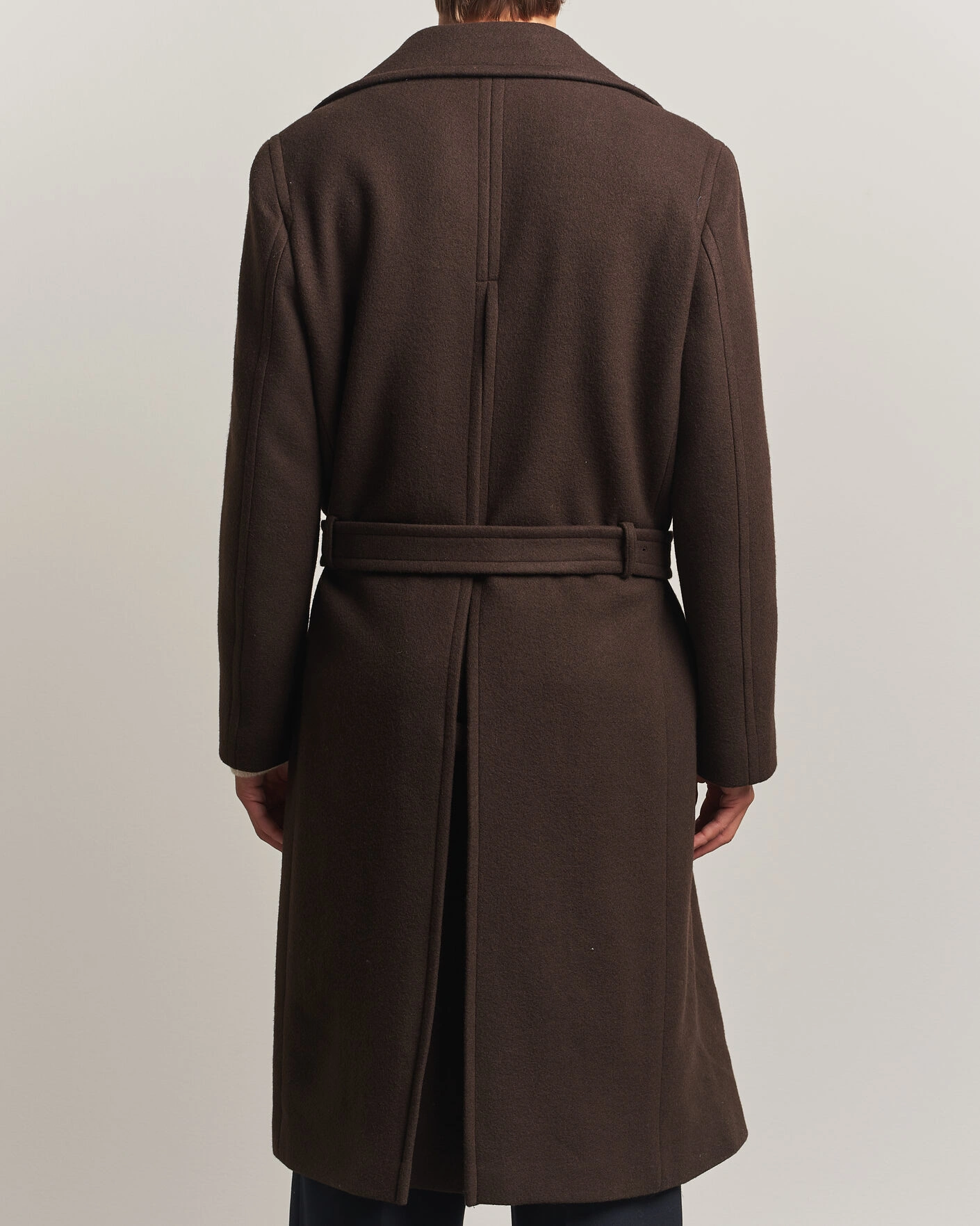Herr | Jackor | Gant | Wool Double Breasted Belted Coat Black Brown