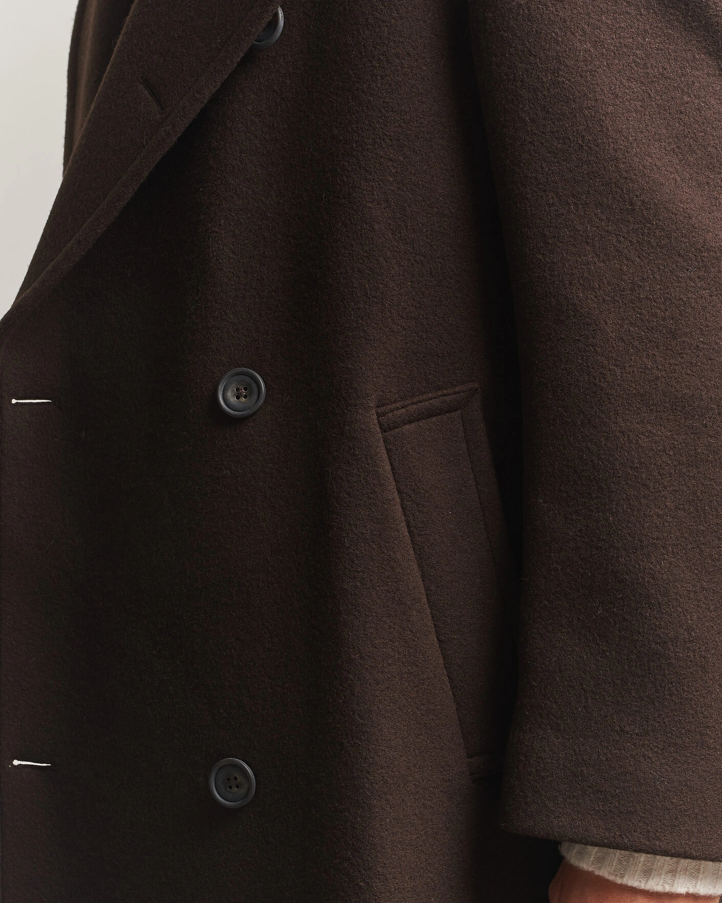Herr | Jackor | Gant | Wool Double Breasted Belted Coat Black Brown