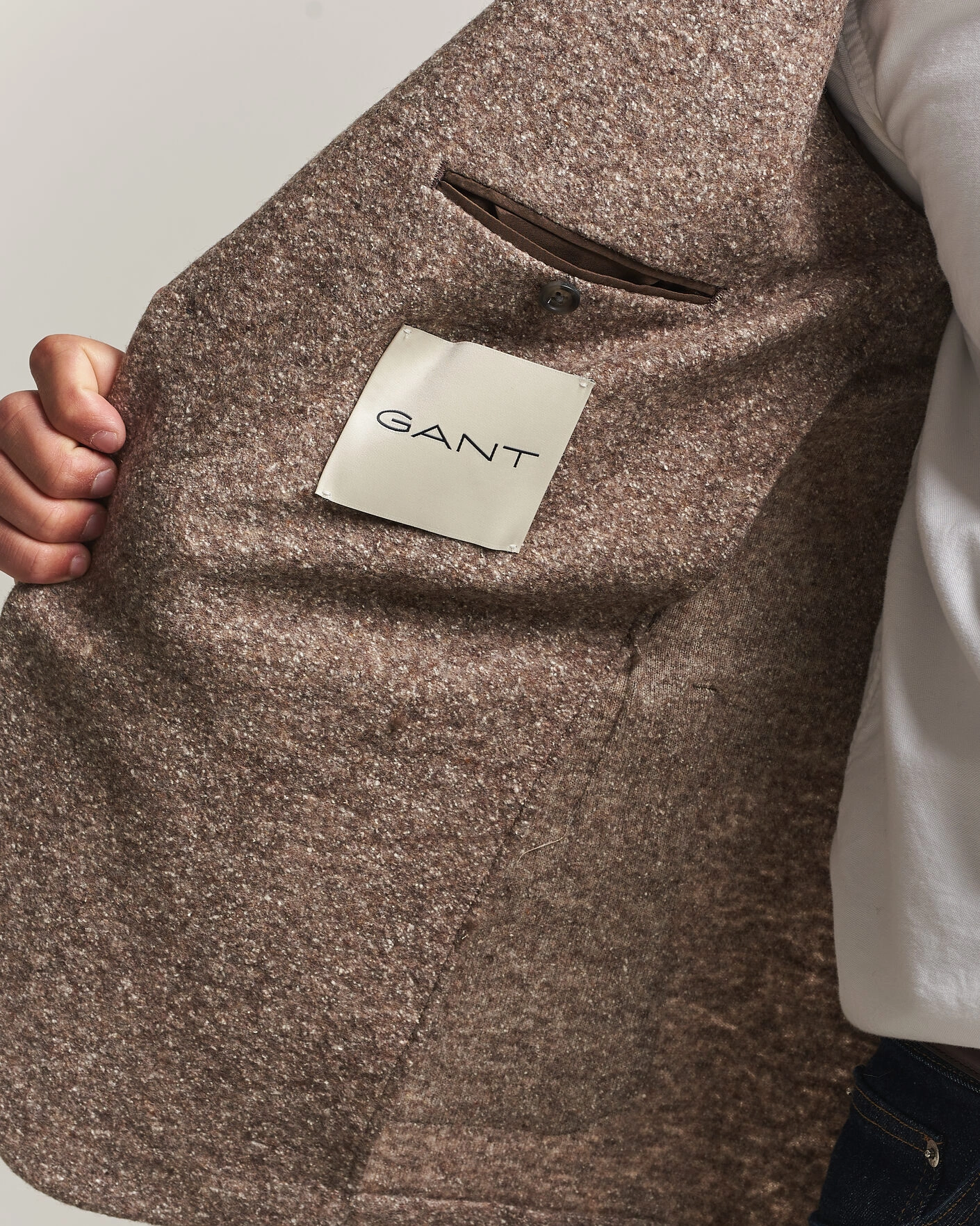 Herr | Kavajer | Gant | Wool/Silk Jersey Blazer Clay Beige