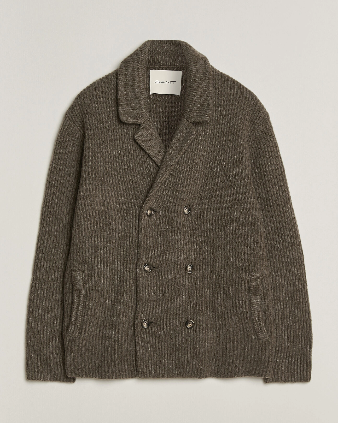 Herr | Tröjor | Gant | Wool/Yak Knitted Cardigan Faded Taupe
