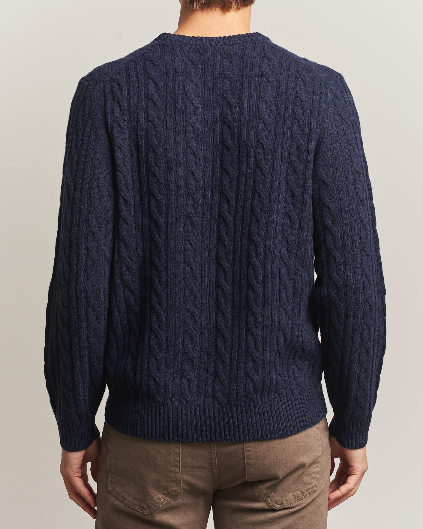 Herr | Tröjor | Gant | Lambswool Cable Crew Neck Evening Blue
