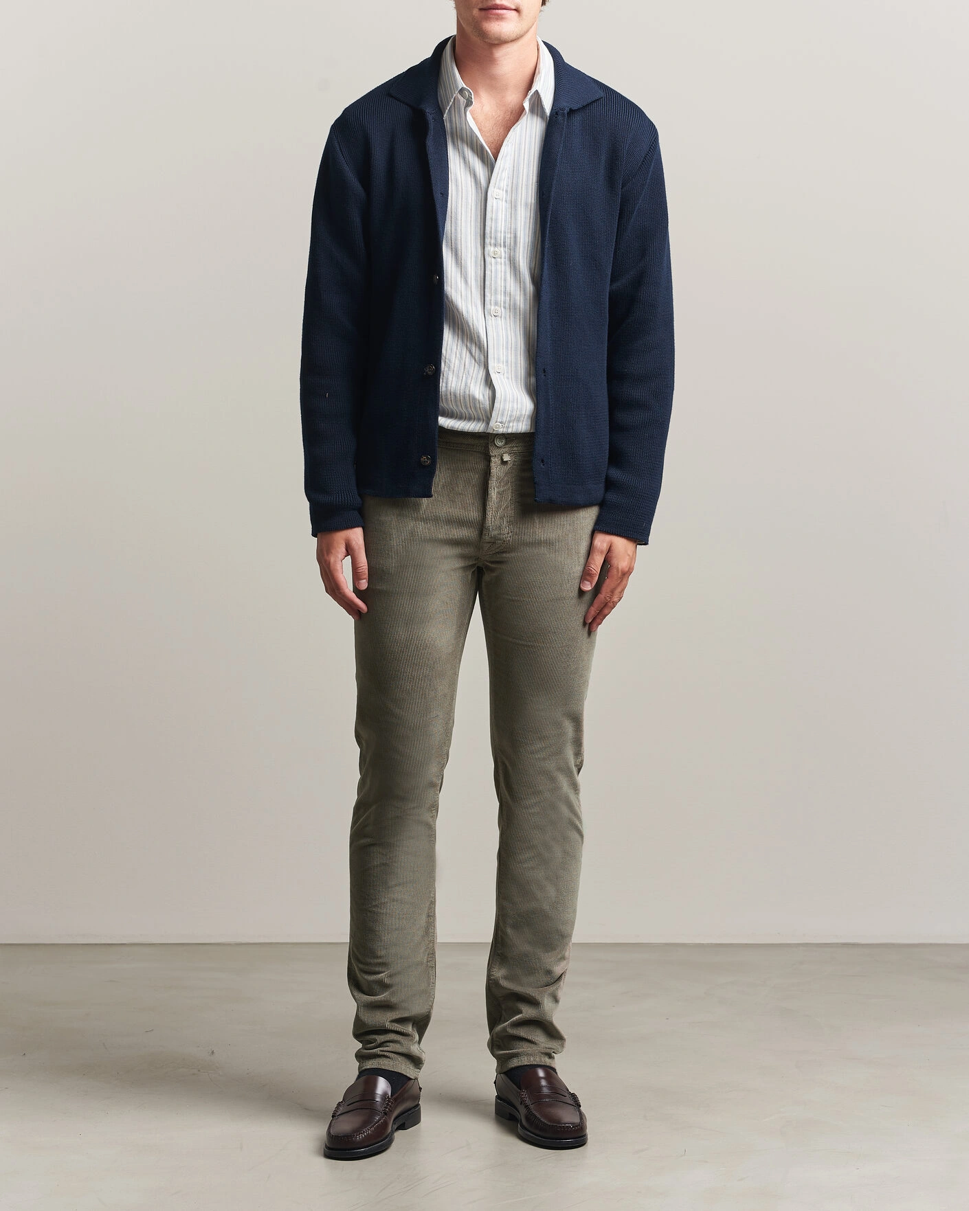 Herr | Byxor | Jacob Cohën | Bard 5-Pocket Medium Corduroy Trousers Taupe