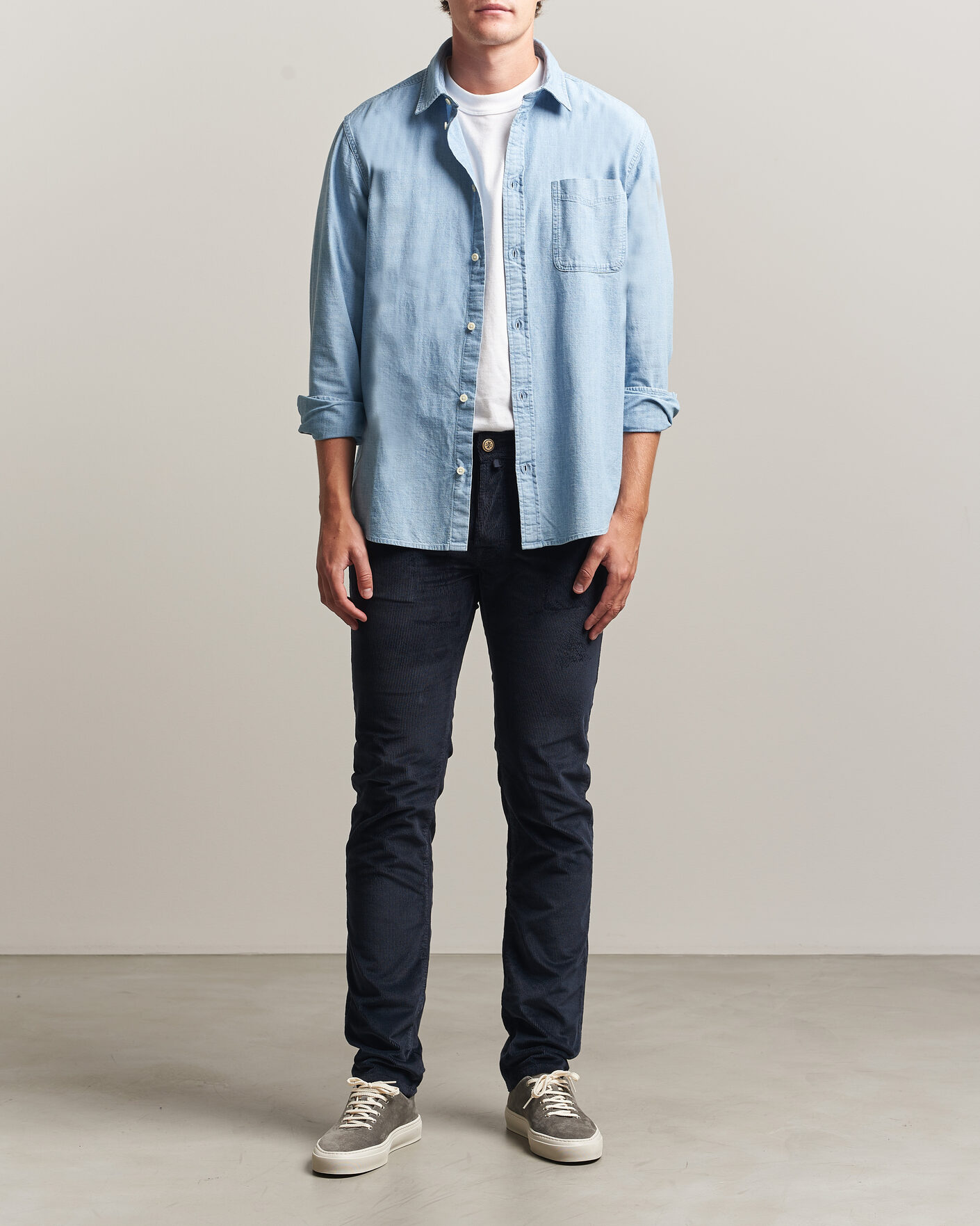 Herr | Byxor | Jacob Cohën | Bard 5-Pocket Medium Corduroy Trousers Navy