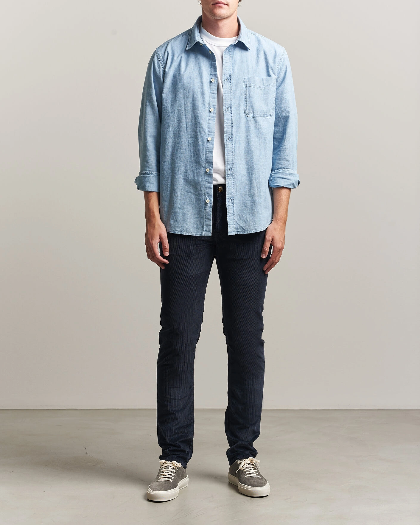 Herr | Byxor | Jacob Cohën | Bard 5-Pocket Medium Corduroy Trousers Navy