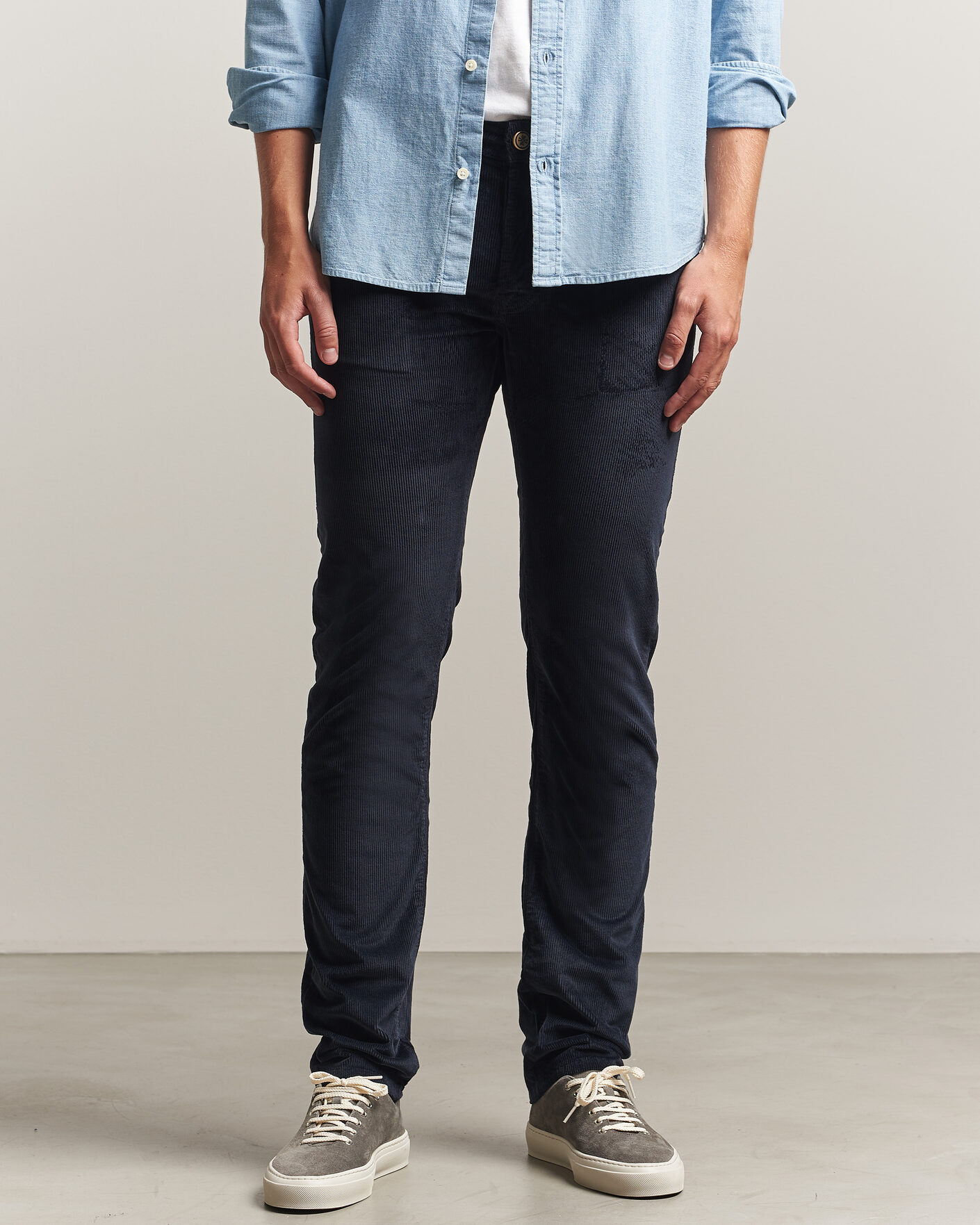 Herr | Byxor | Jacob Cohën | Bard 5-Pocket Medium Corduroy Trousers Navy
