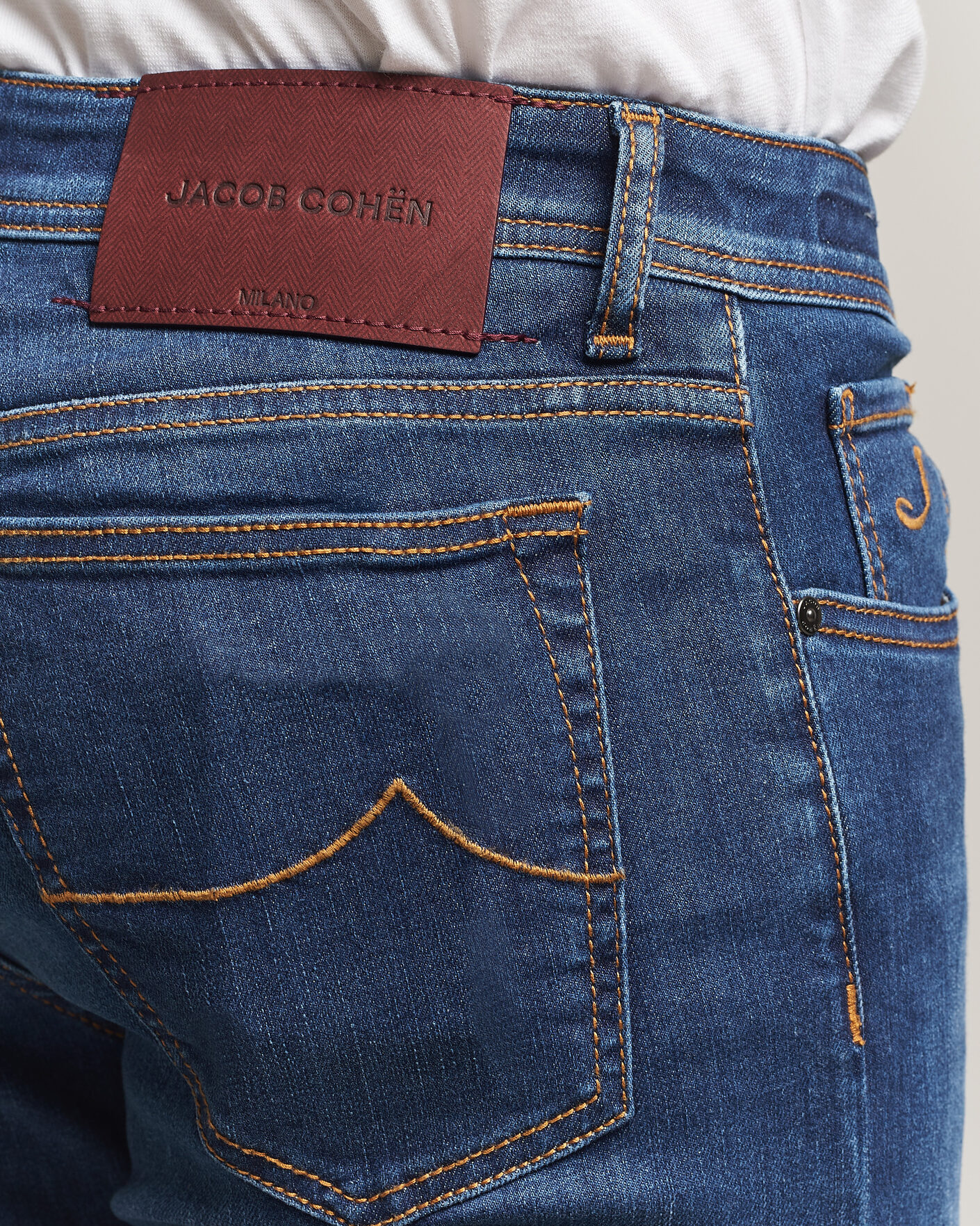 Herr | Jeans | Jacob Cohën | Bard Slim Fit Vintage Wash Stretch Jeans Mid Blue