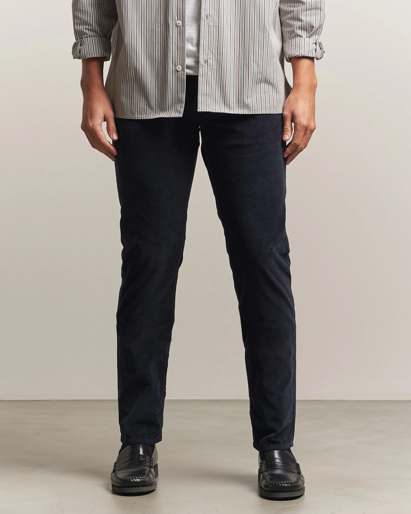 Herr | Byxor | Jacob Cohën | Nick Slim Fit Cotton Trousers Navy