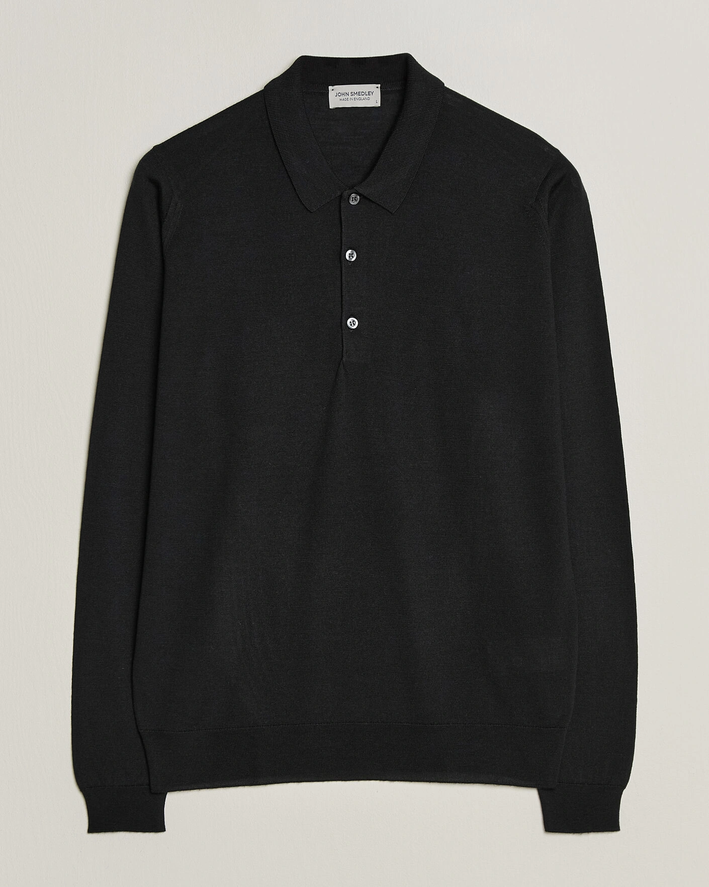 Herr | Tröjor | John Smedley | Belper Extra Fine Merino Polo Pullover Black