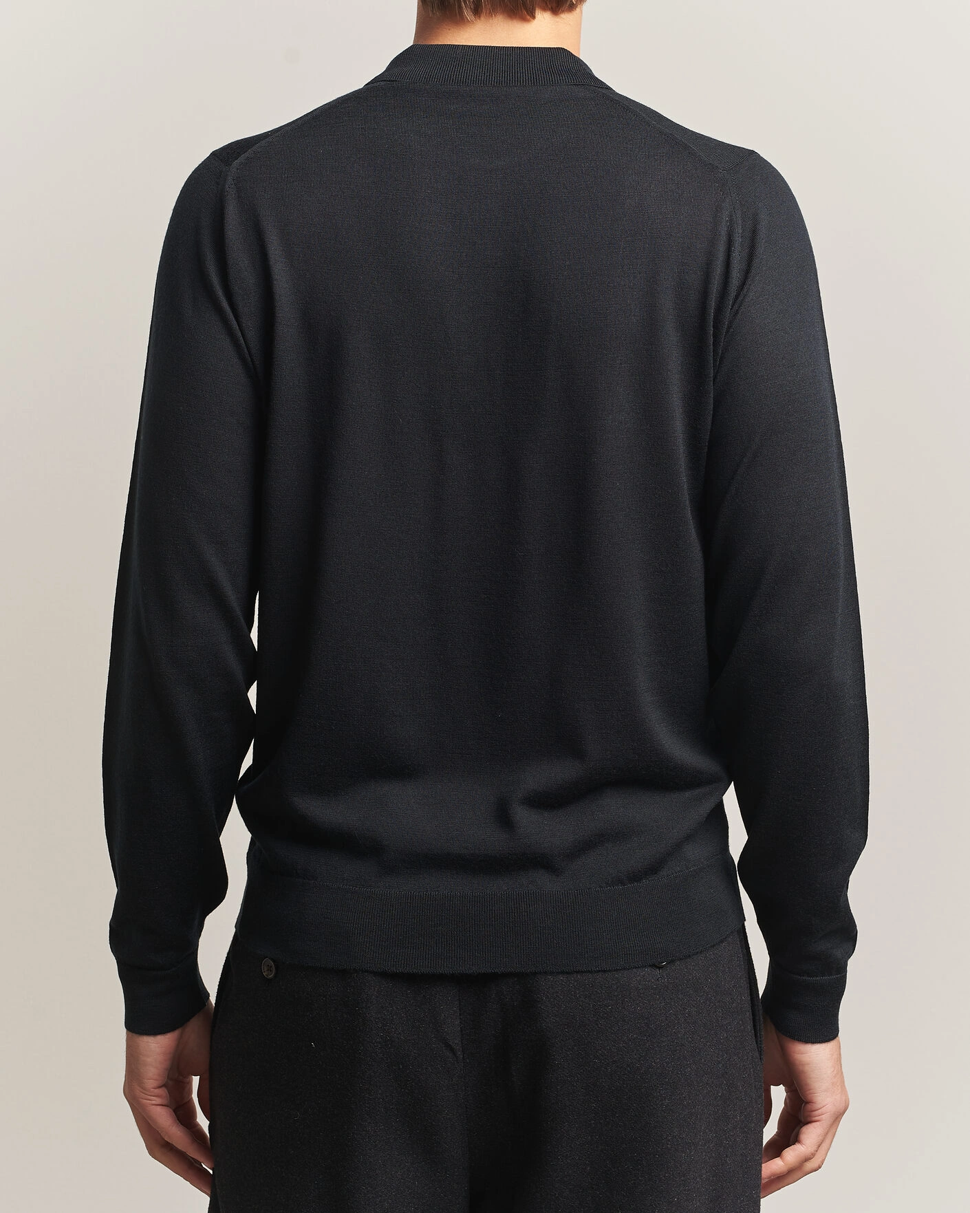 Herr | Tröjor | John Smedley | Belper Extra Fine Merino Polo Pullover Black
