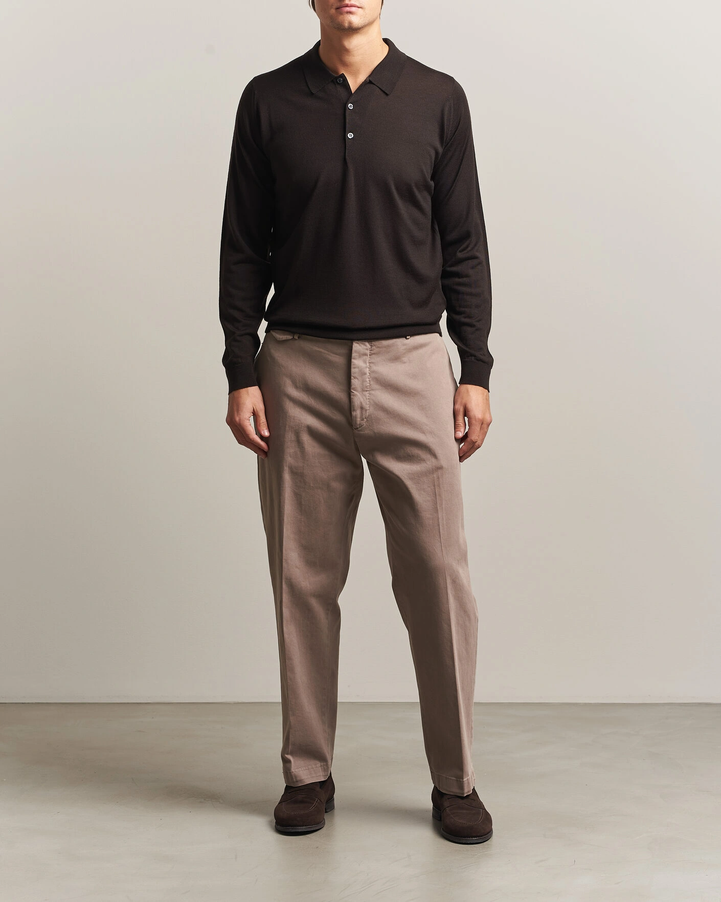 Herr | Tröjor | John Smedley | Belper Extra Fine Merino Polo Pullover Faulkner Brown