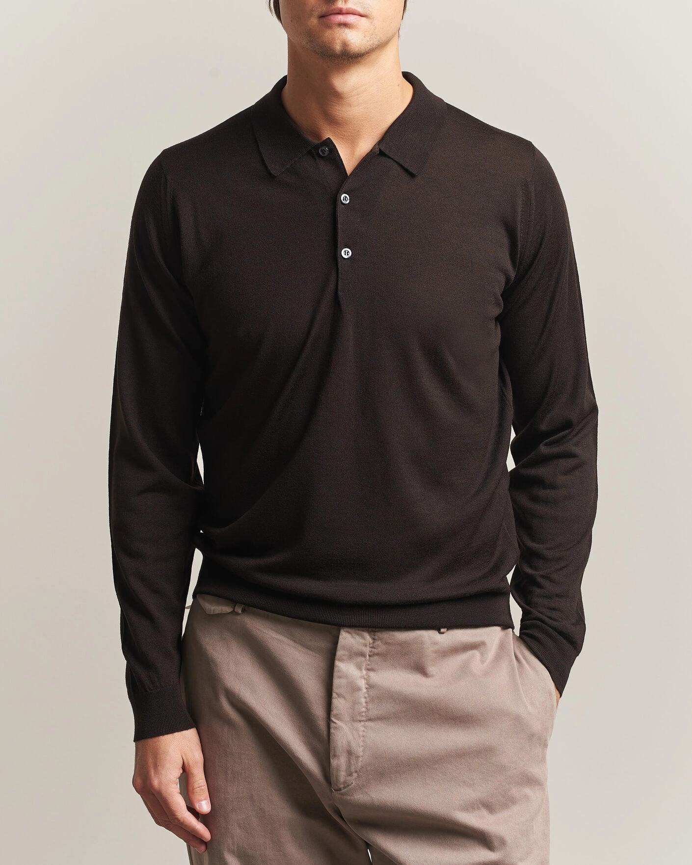 Herr | Tröjor | John Smedley | Belper Extra Fine Merino Polo Pullover Faulkner Brown