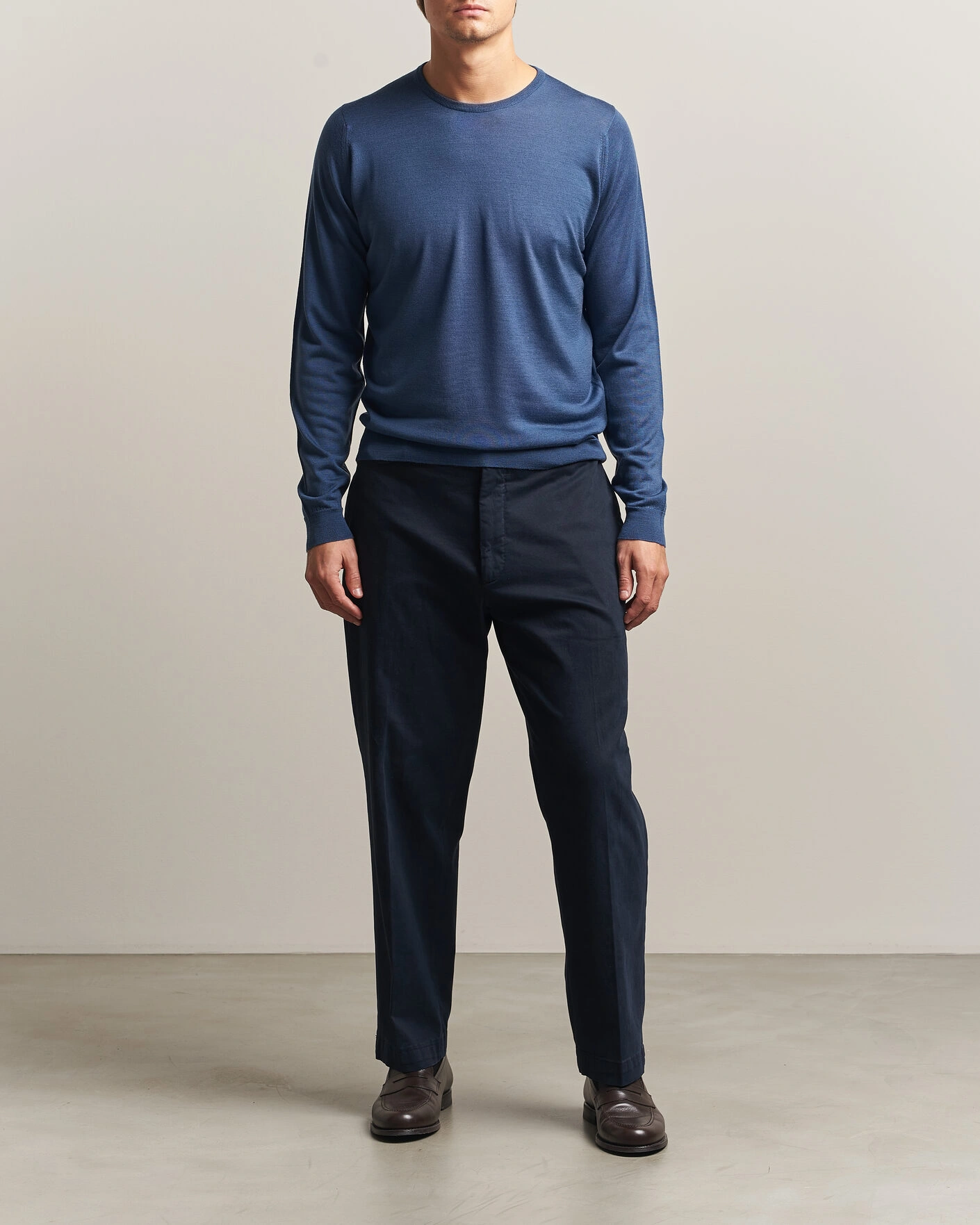Herr | Tröjor | John Smedley | Lundy Extra Fine Merino Crew Neck Teal Firth
