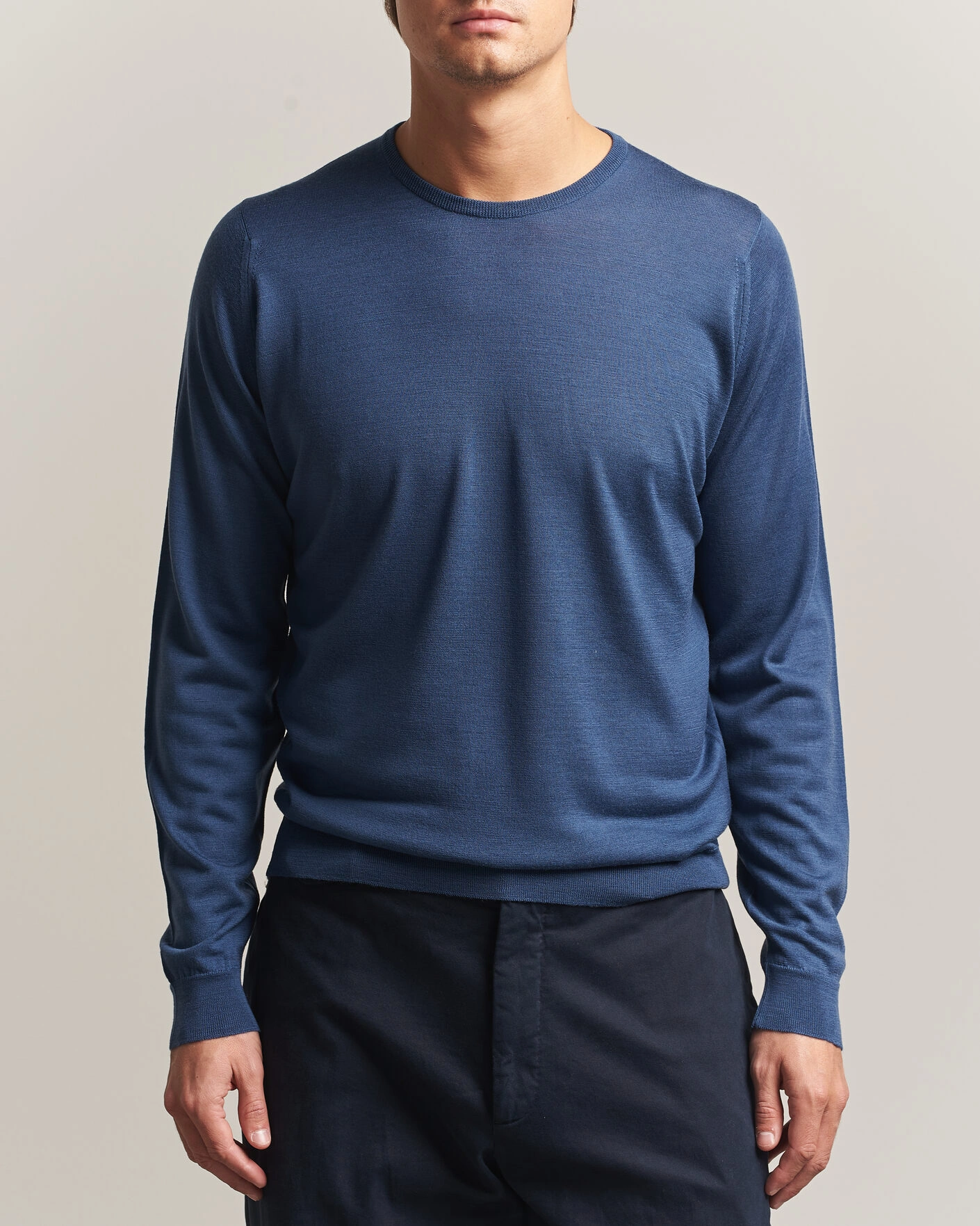 Herr | Tröjor | John Smedley | Lundy Extra Fine Merino Crew Neck Teal Firth
