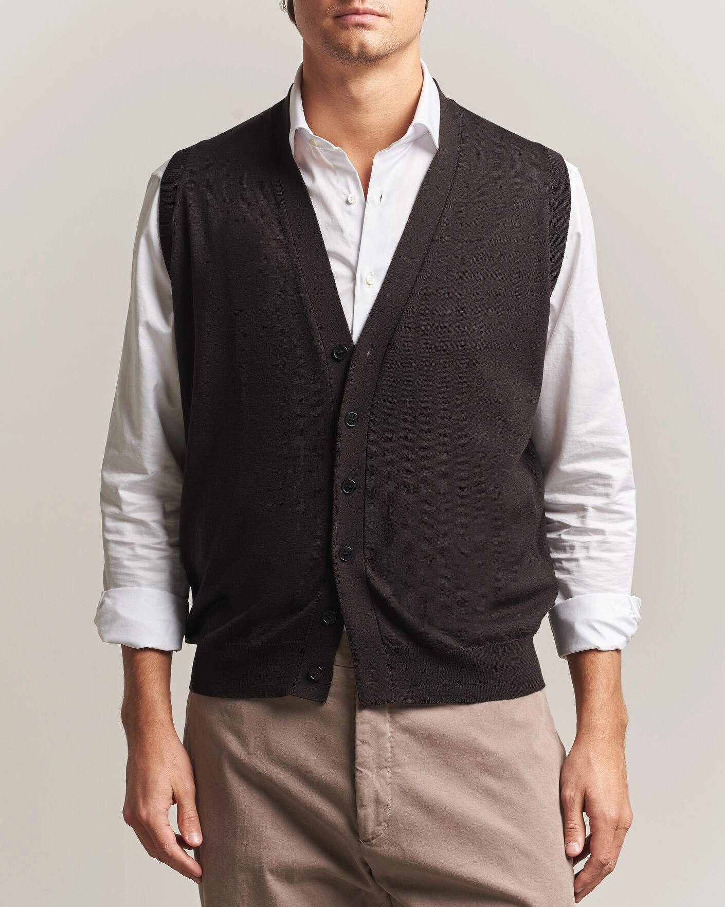 Herr | Tröjor | John Smedley | Bolton Extra Fine Merino Waistcoat Faulkner Brown