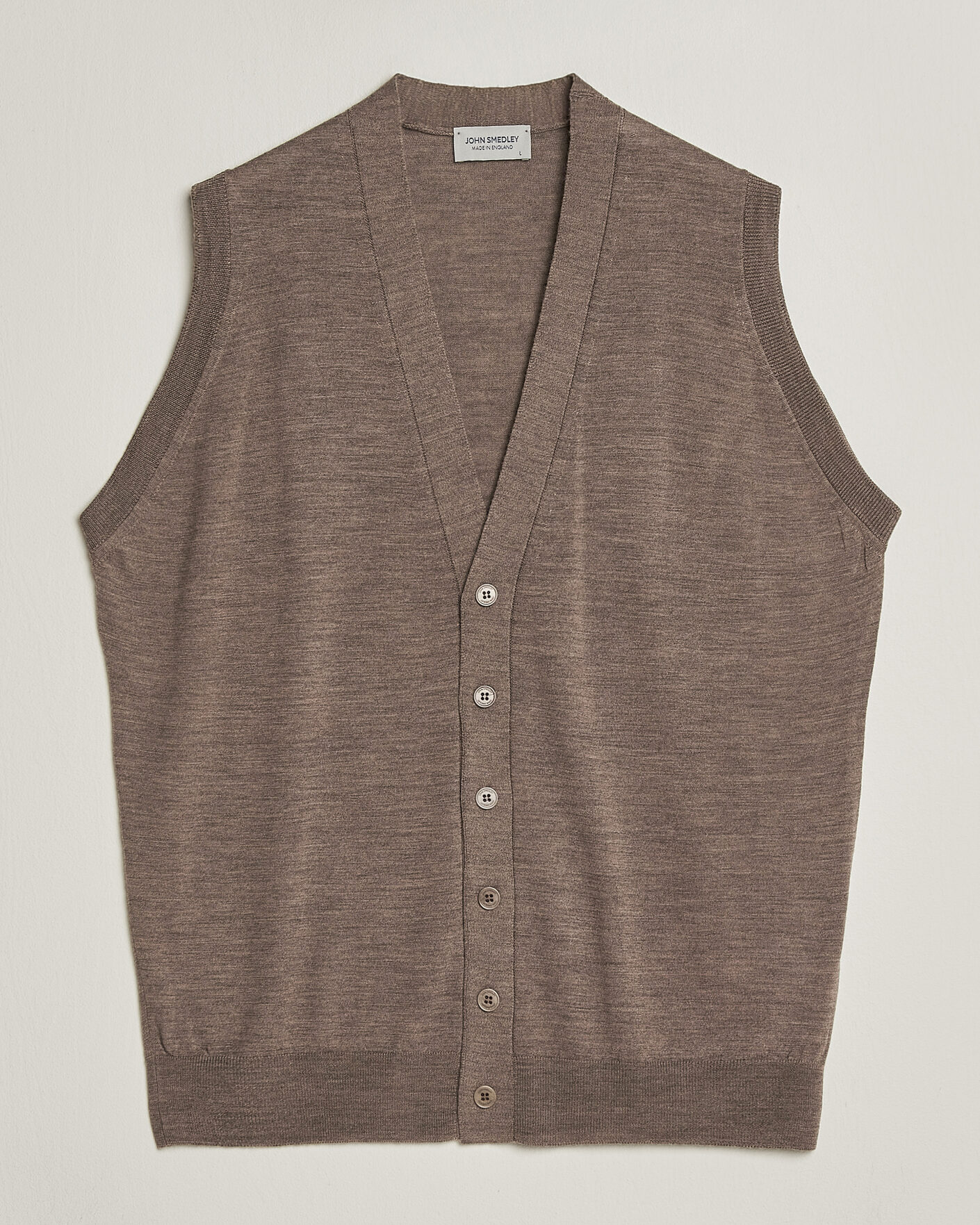 Herr | Tröjor | John Smedley | Bolton Extra Fine Merino Waistcoat Mushroom Brown